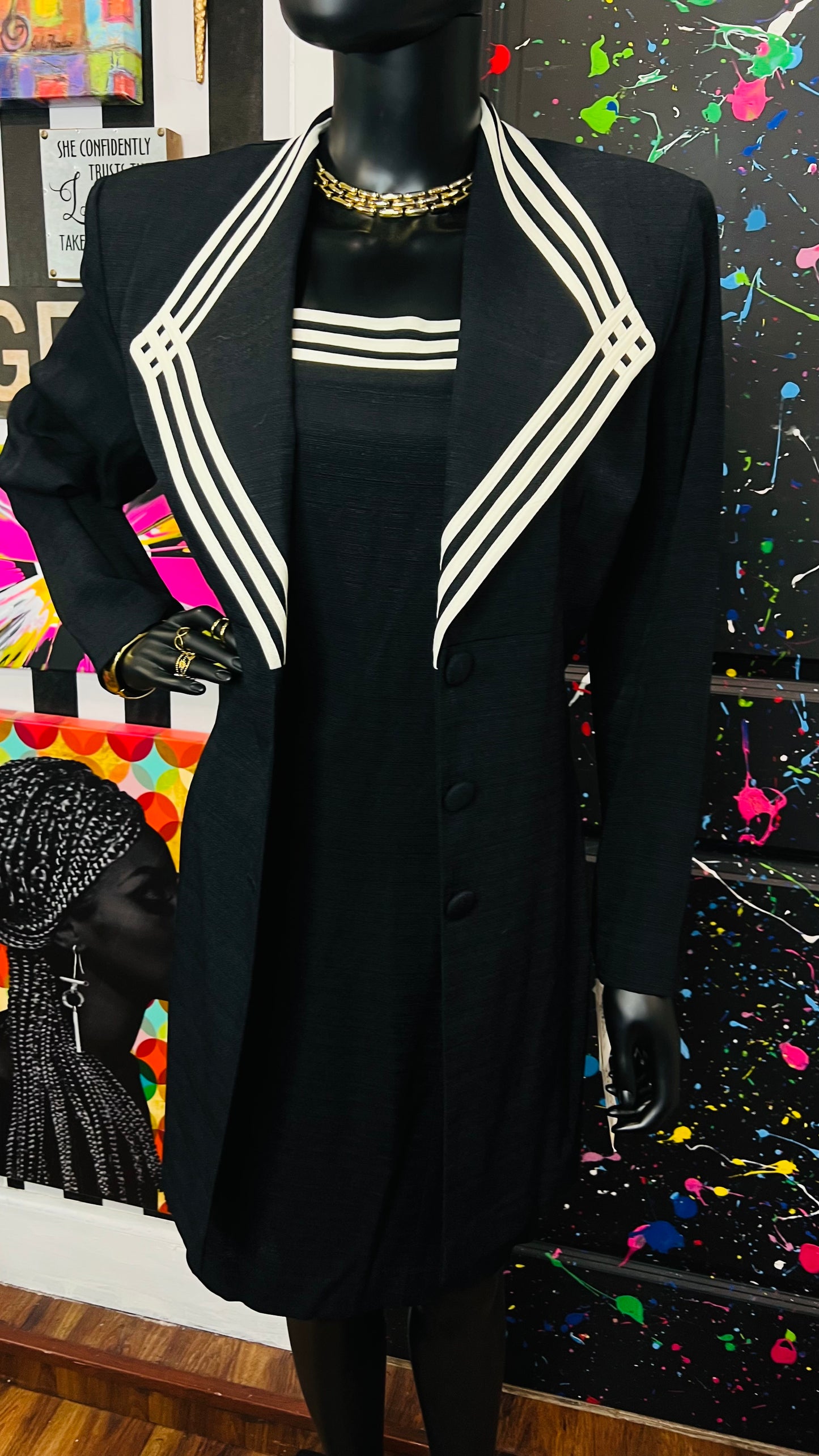 Vintage Black & White Dress & Blazer Set- DeadStock w/Tags (12)