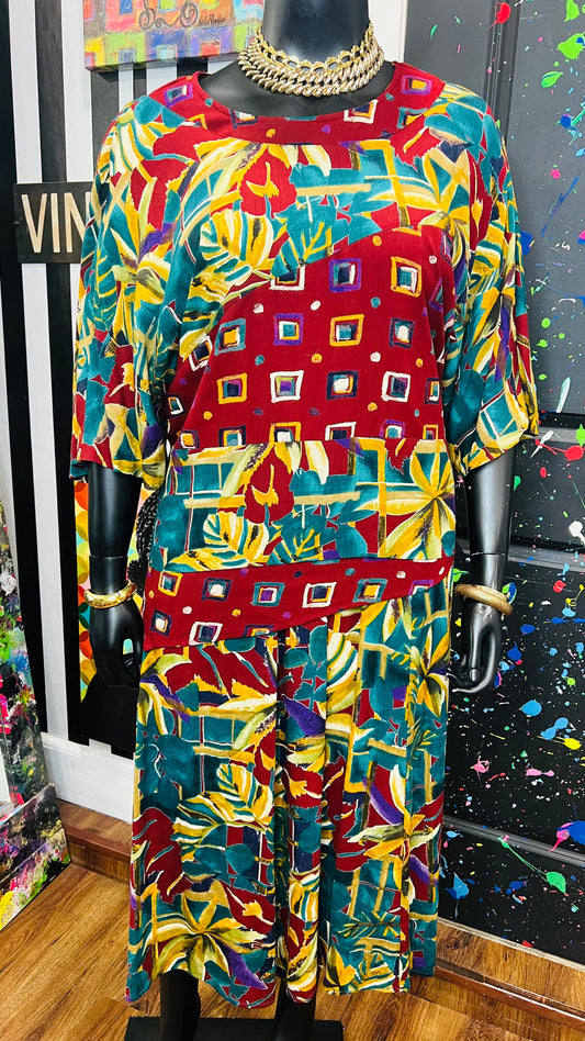 Vintage Rayon Abstract Skirt Set (18)