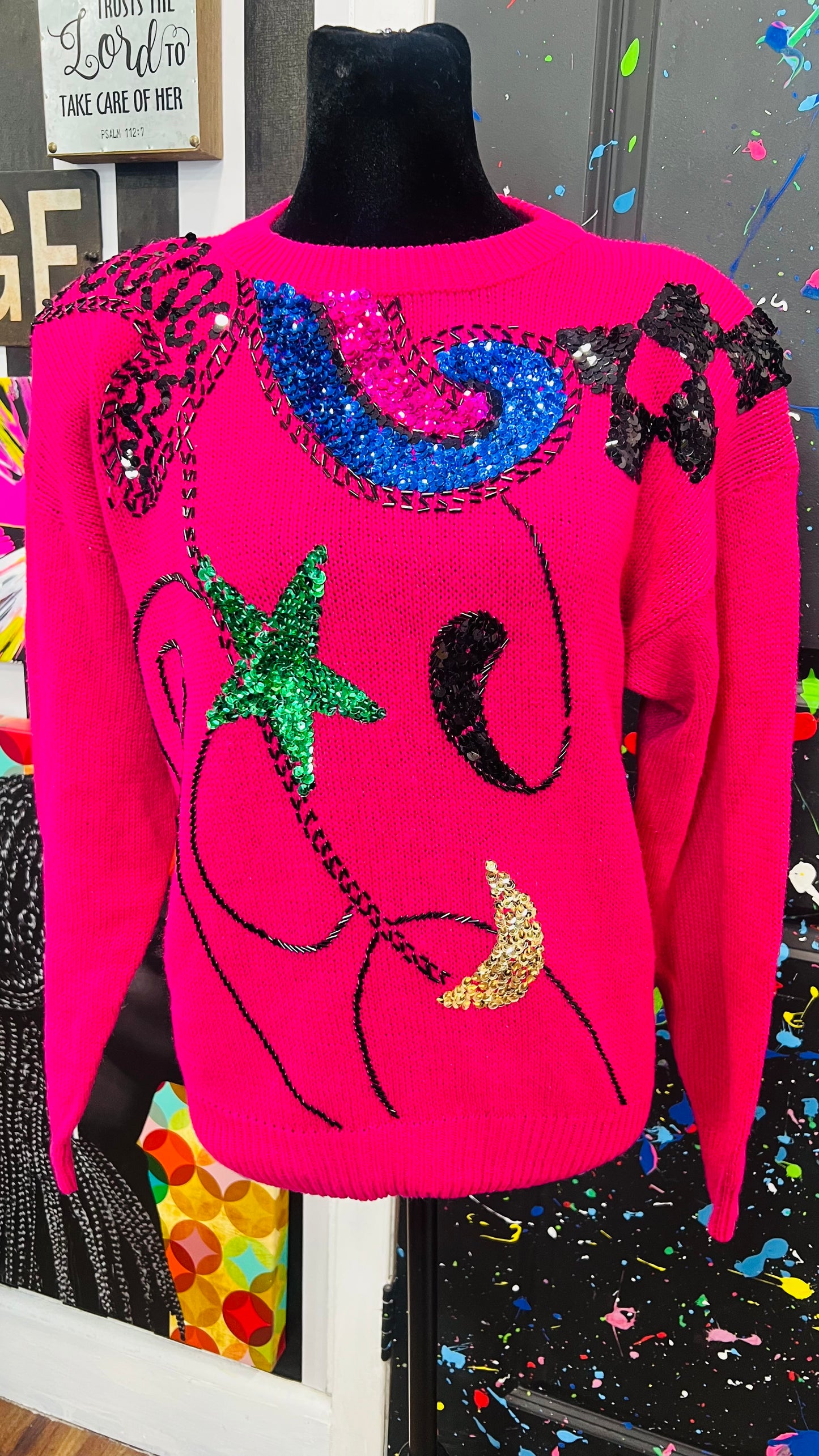 Vintage Pink Sequin Sweater (14)