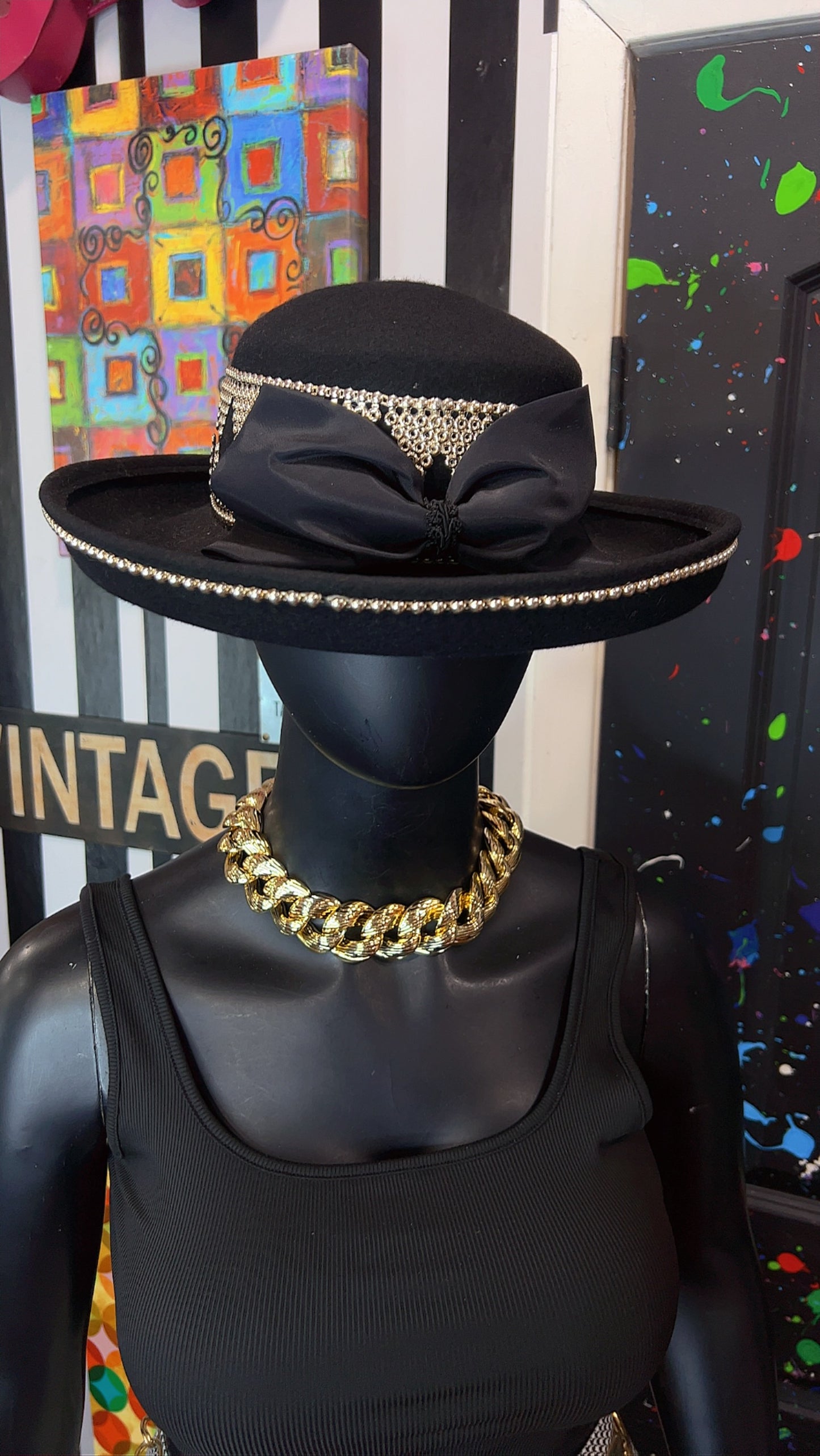 Vintage Silver & Black Hat