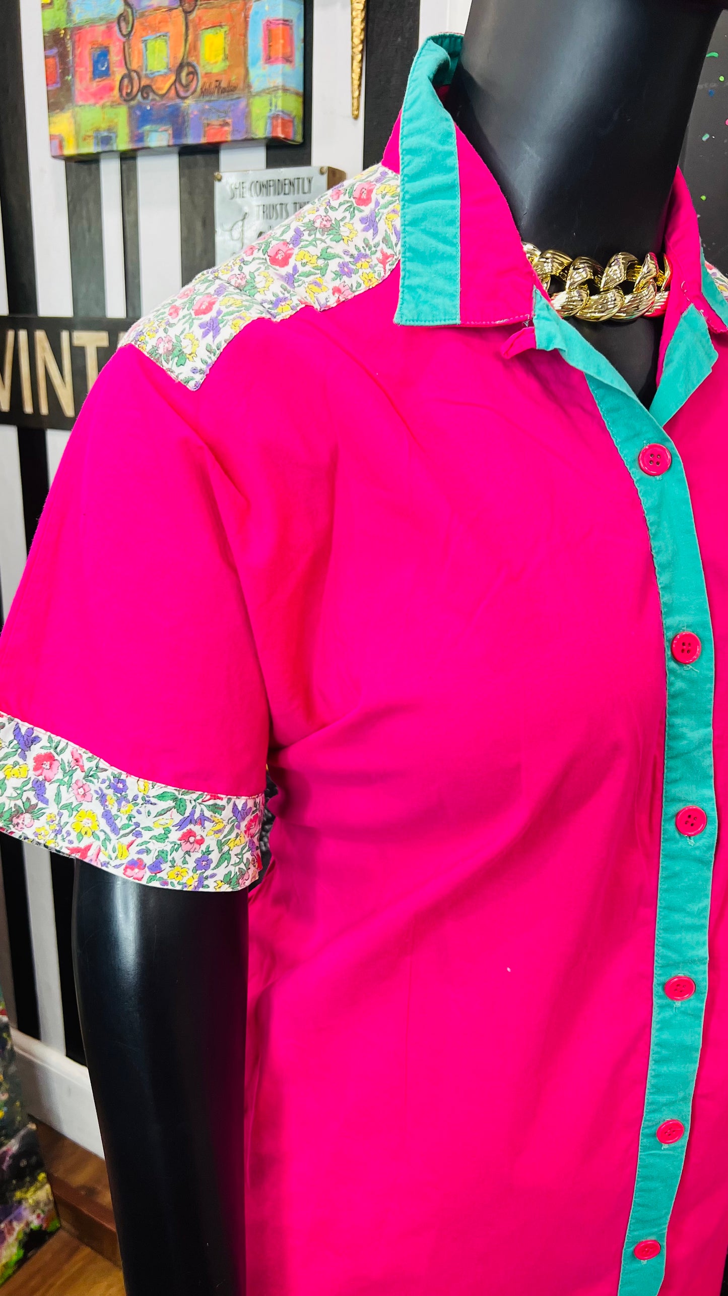 Vintage Cotton Pink & Floral Blouse (26)