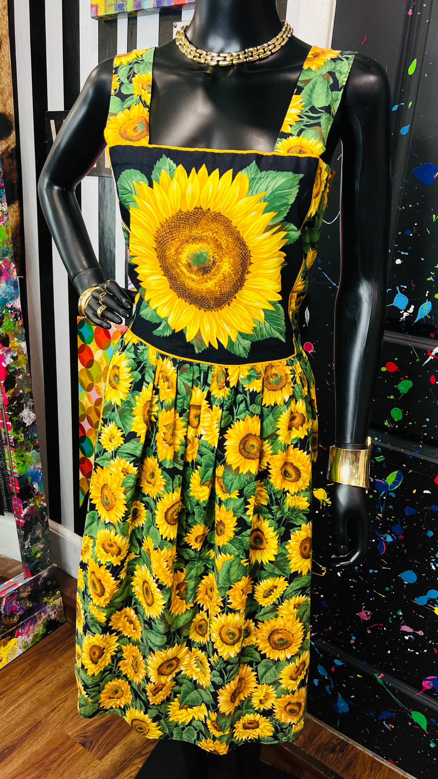 Vintage Cotton Handmade Sunflower Dress (12)