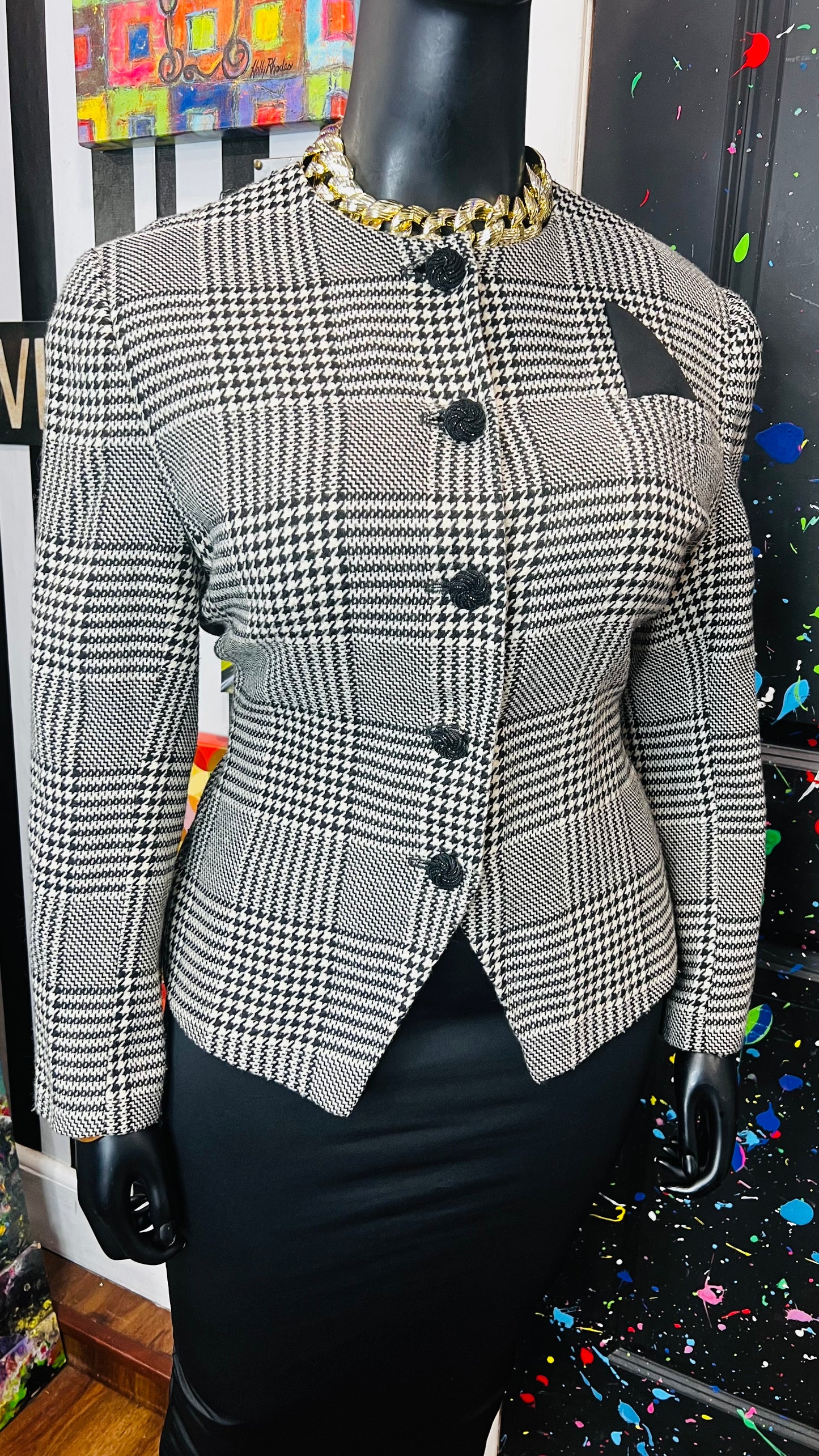 Vintage Black & White Cropped Blazer (18W)