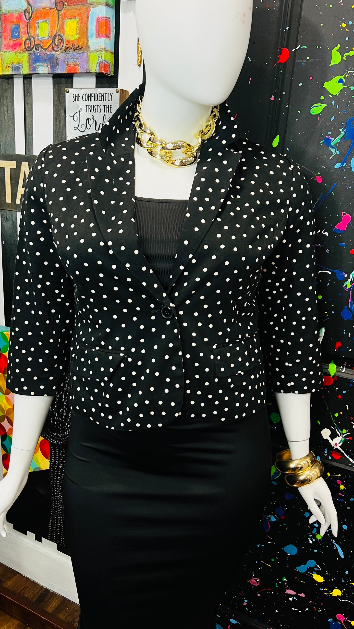 Vintage Cropped Polka Dot Blazer (18)