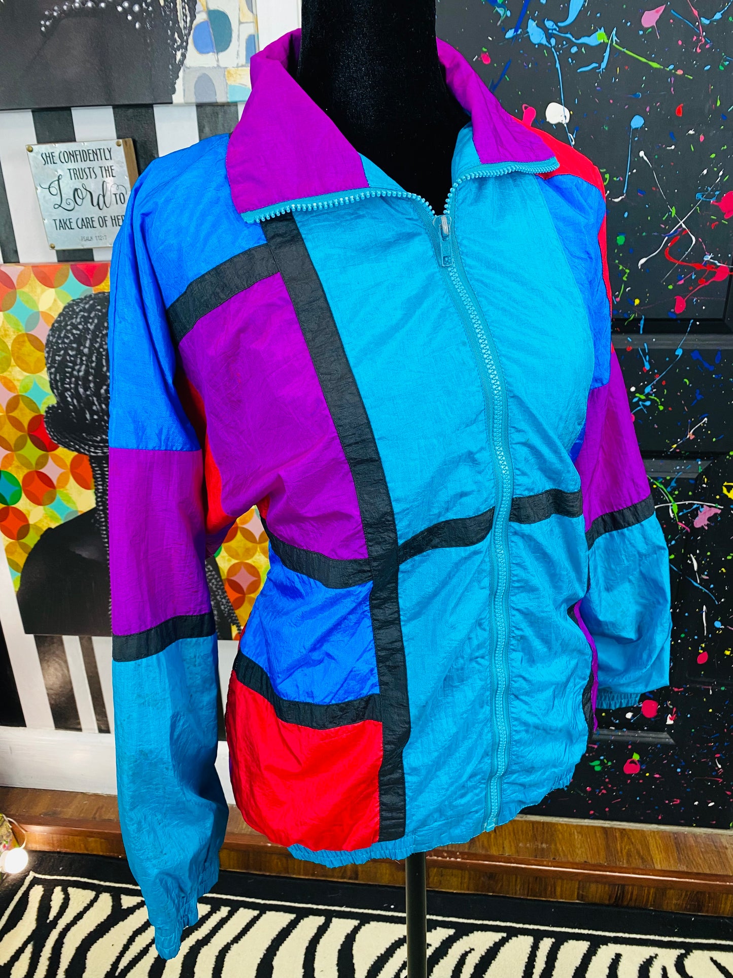 Vintage Colorblock Windbreaker Jacket
