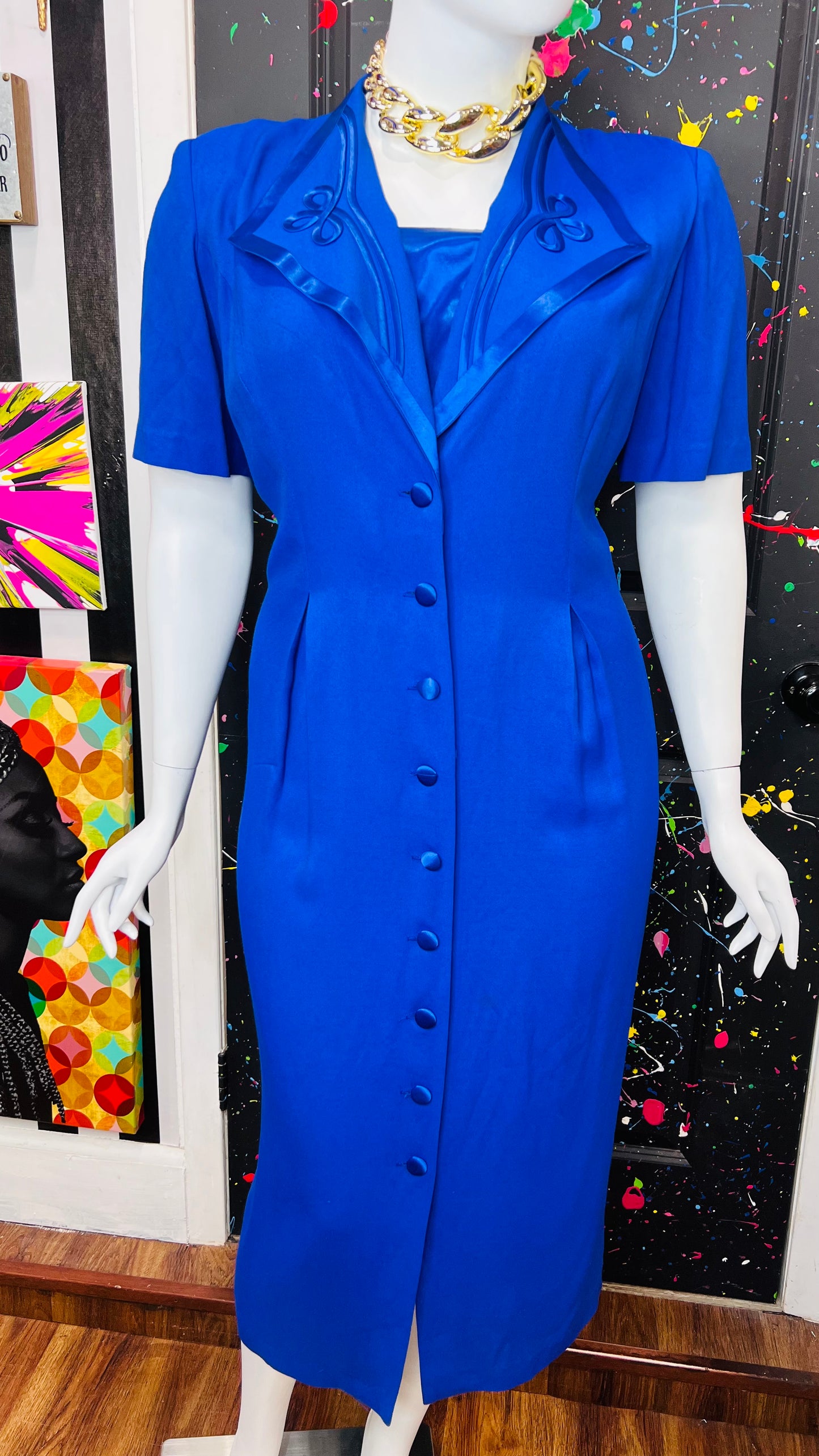 Vintage ‘Blues’ Statement Dress (20W)