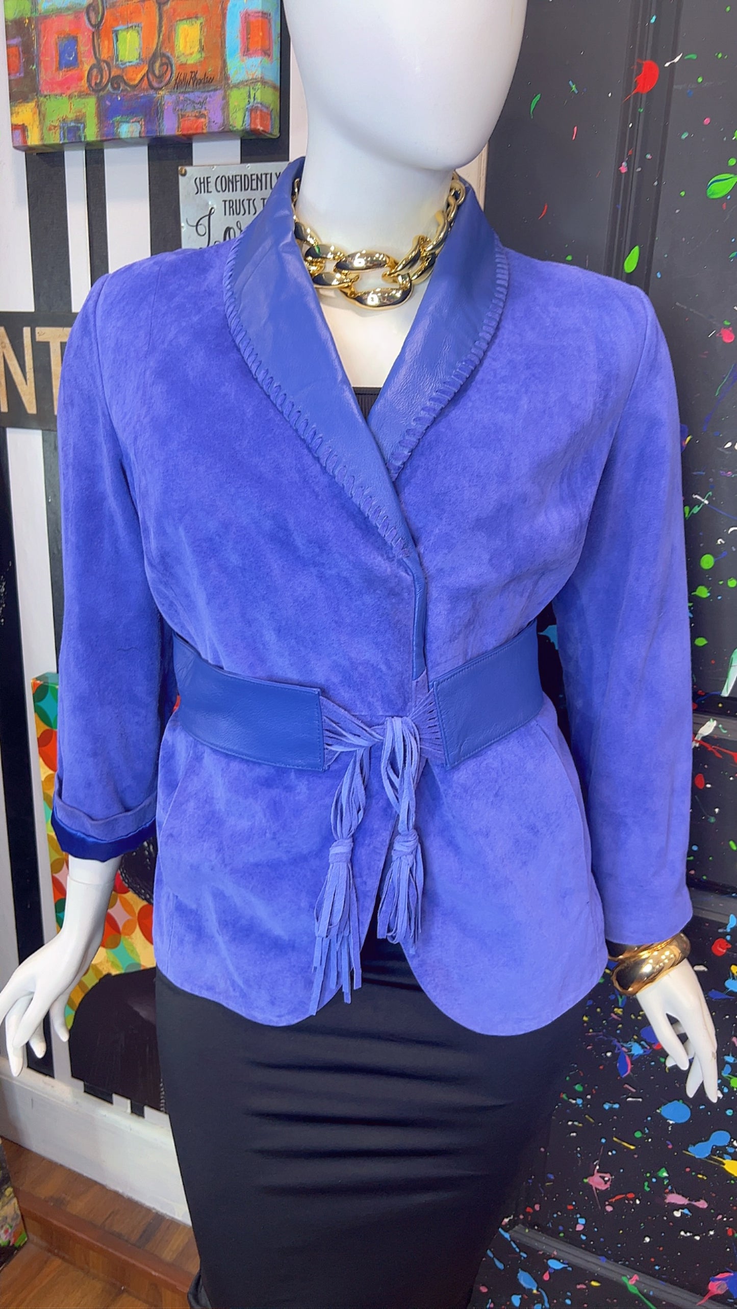 Vintage Suede Leather Jacket with Belt (18)