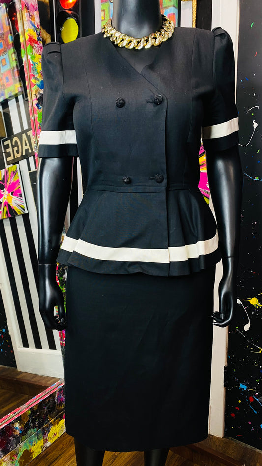 Vintage Black Peplum & White Dress (14)
