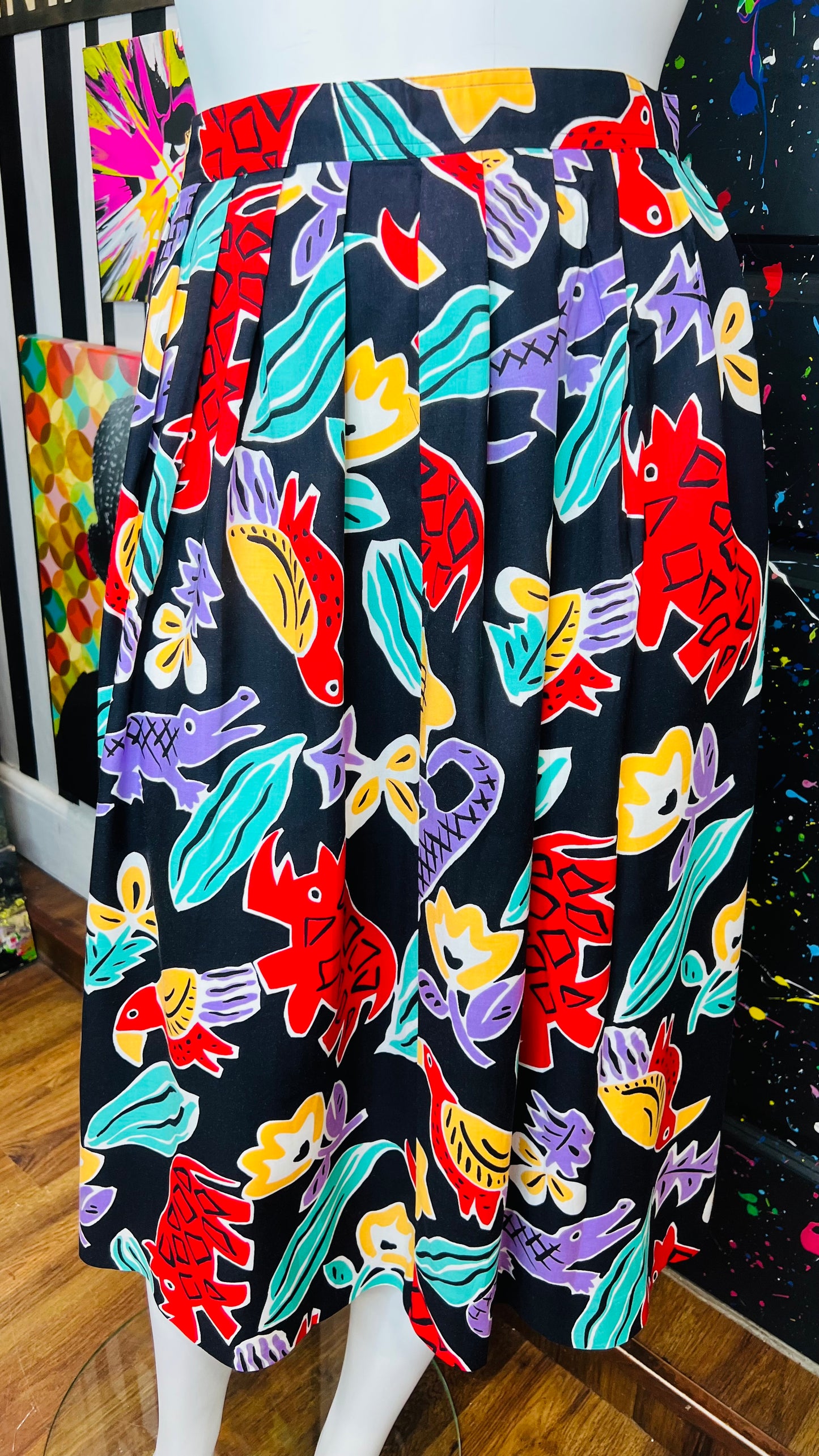 Vintage Vibrant Abstract Skirt (14)