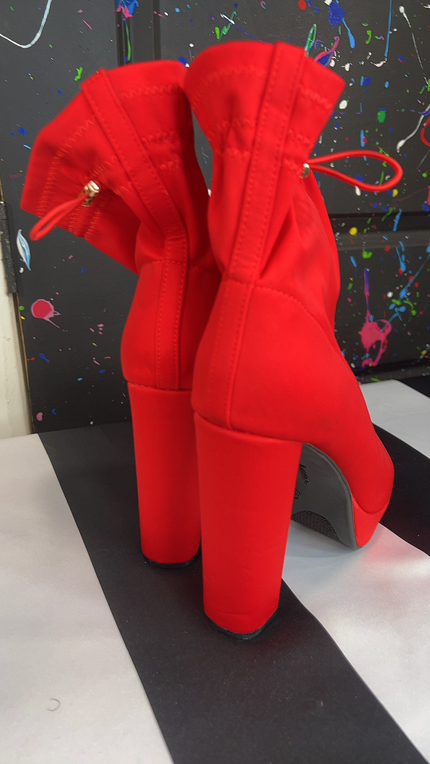 Red Elastic Booties - Never Worn  (11W)