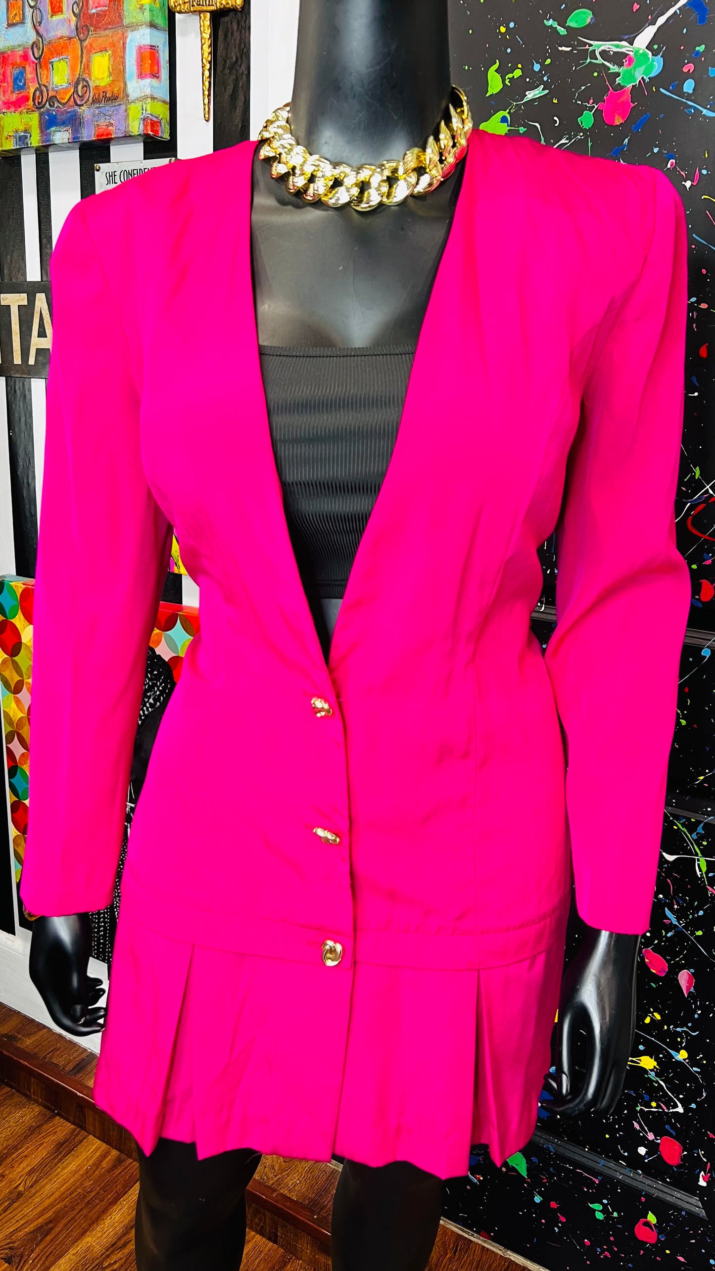 Vintage Pink Pleated Bottom Dress (15/16)