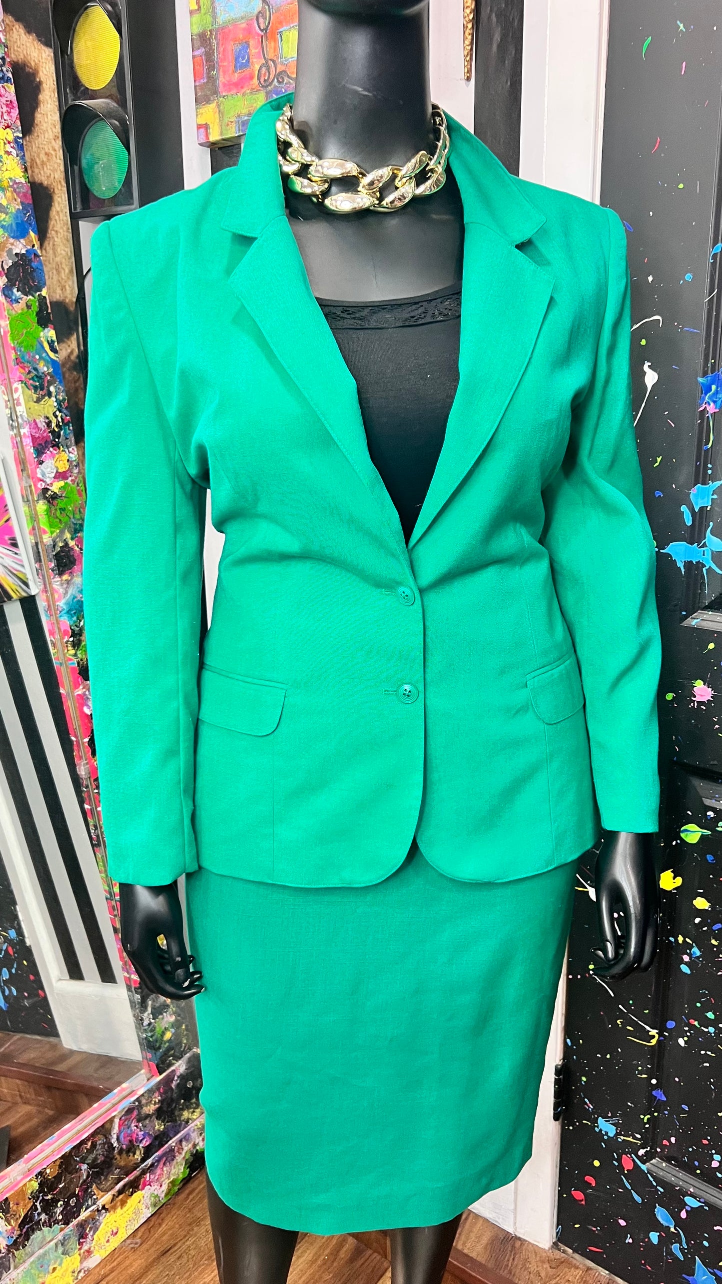 Vintage Green Skirt Suit (16)