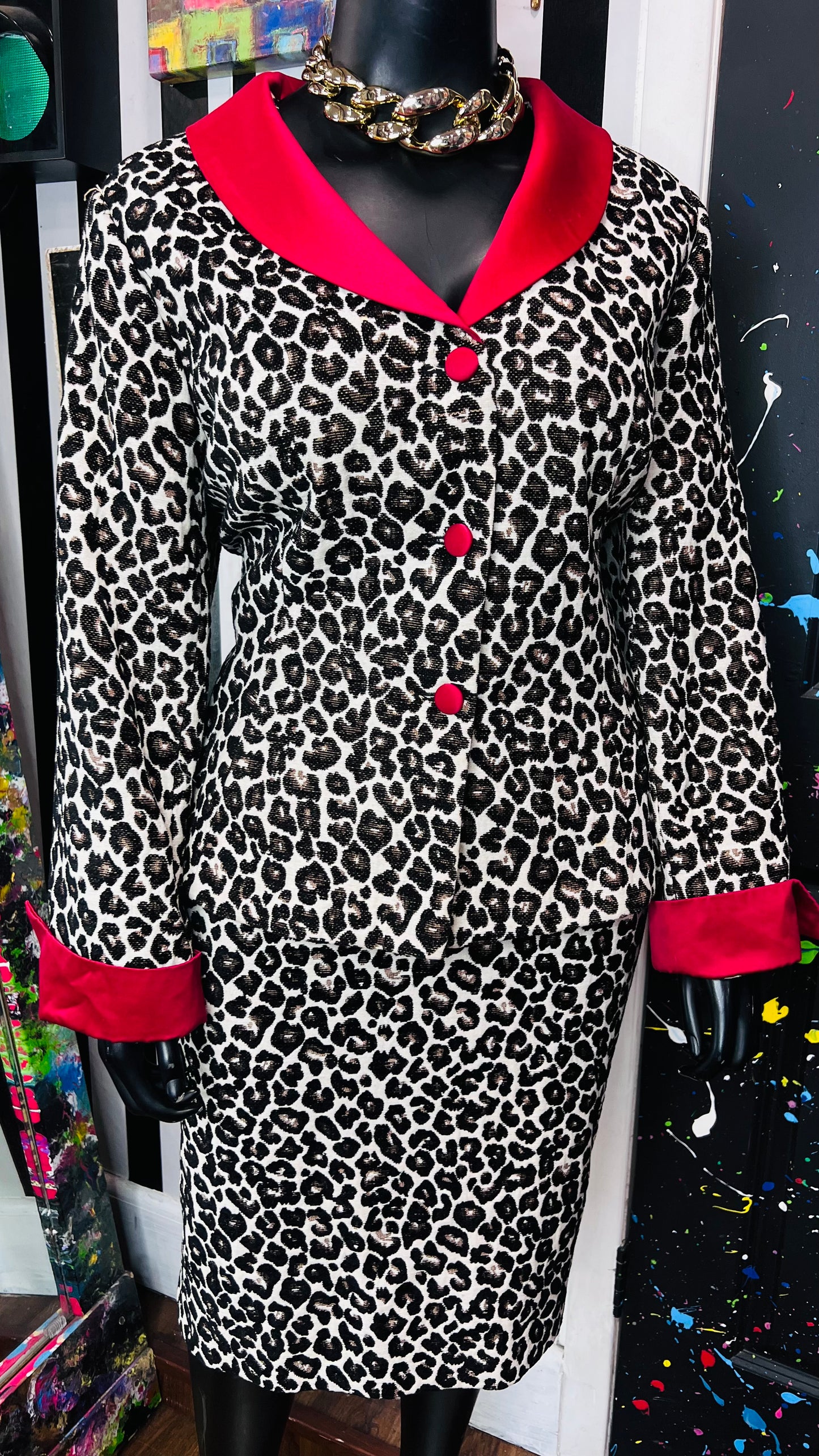 Vintage Cheetah Print Skirt Suit (22W)