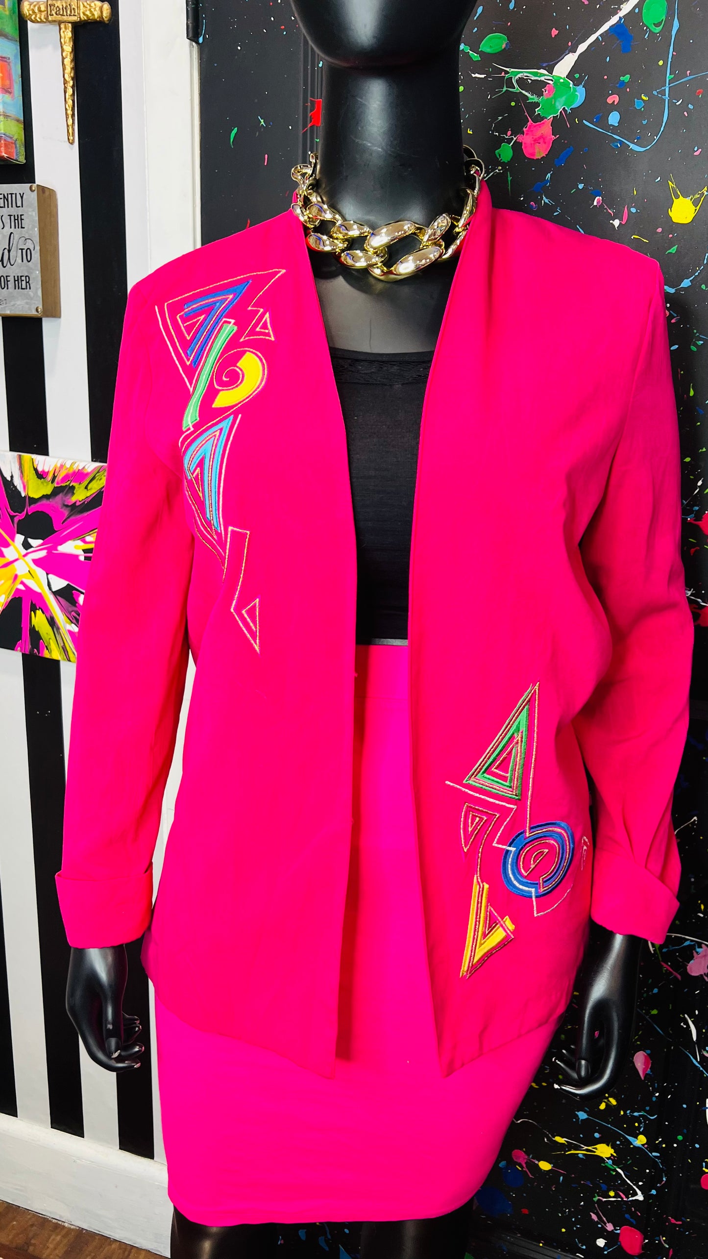 Vintage City Girl Pink Open Blazer (14)