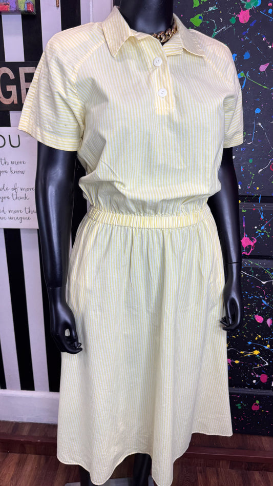 Vintage Yellow & White Striped Dress (14)