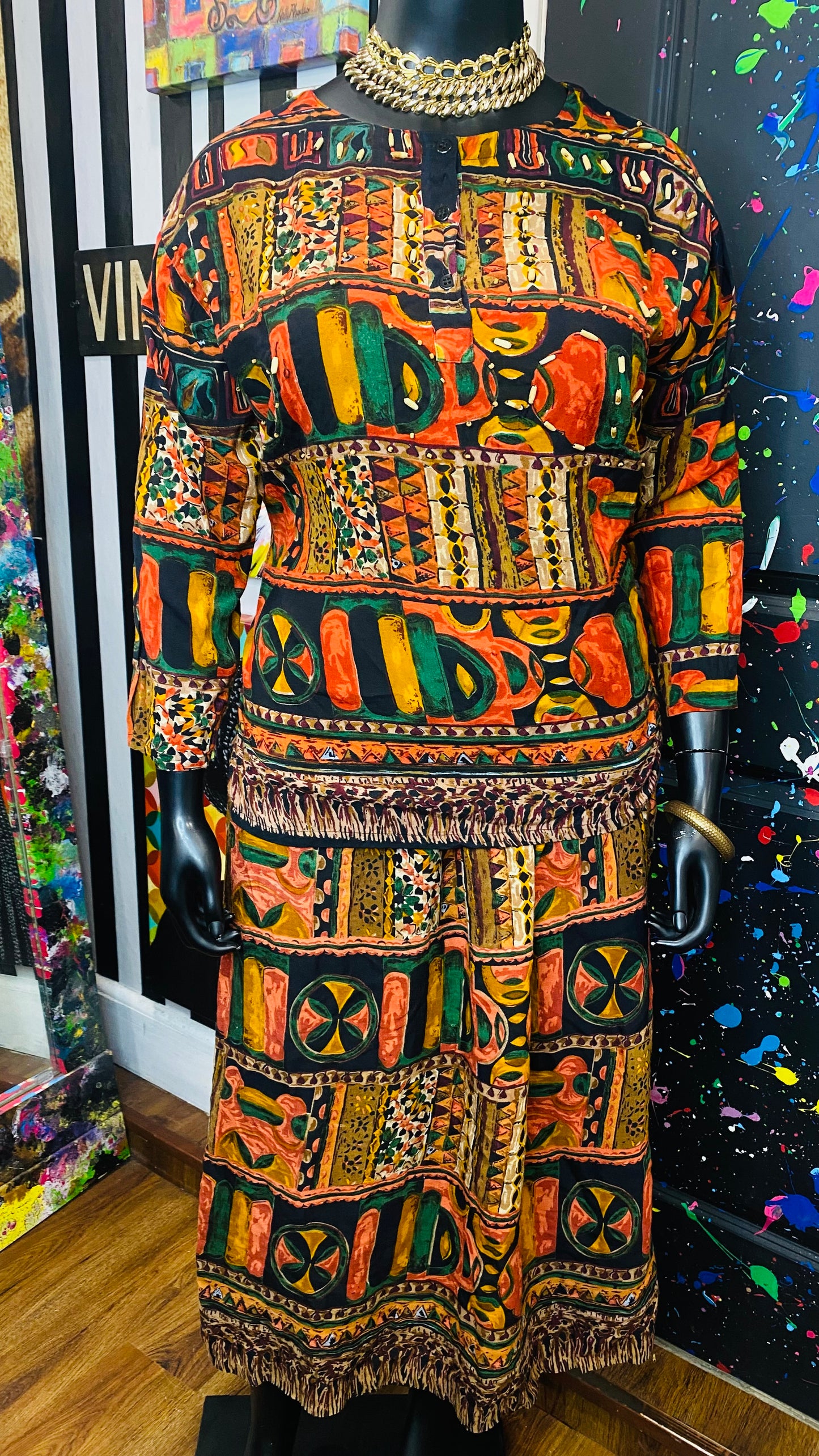 Vintage Rayon African Skirt Set (18)