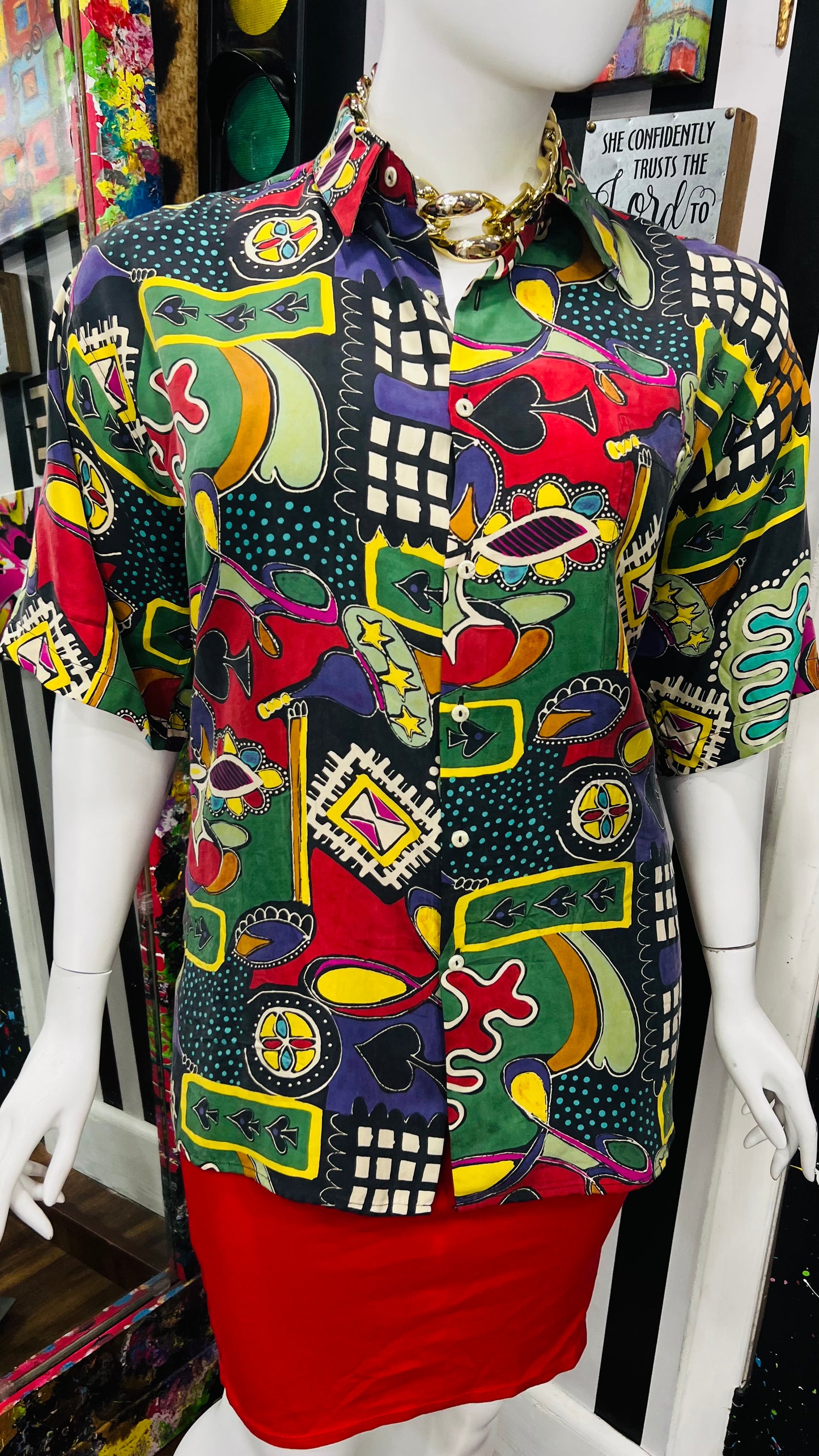 Vintage 100% Silk Funky Blouse (18)