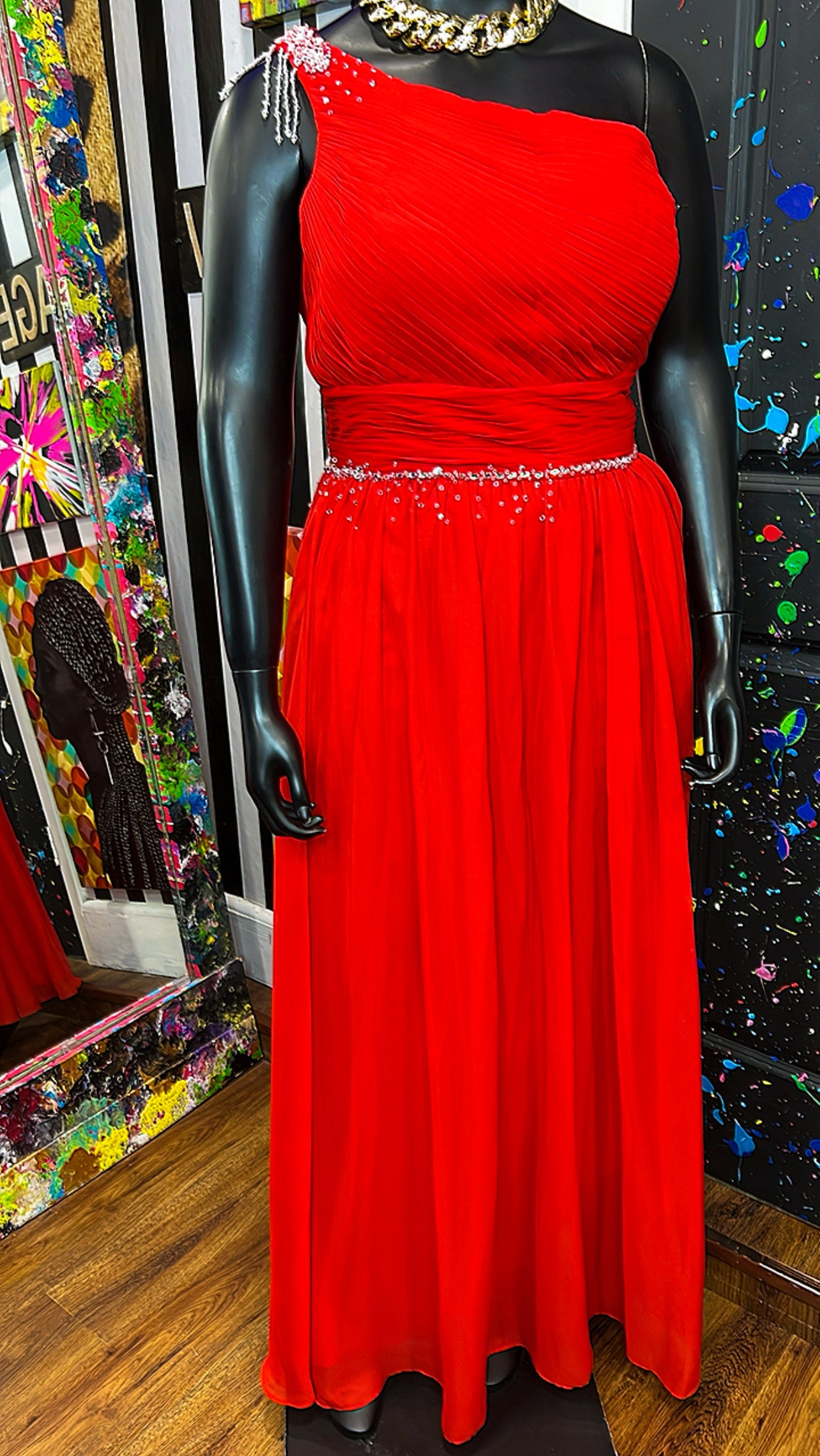 Jewel Red One Shoulder Formal Dress (14)
