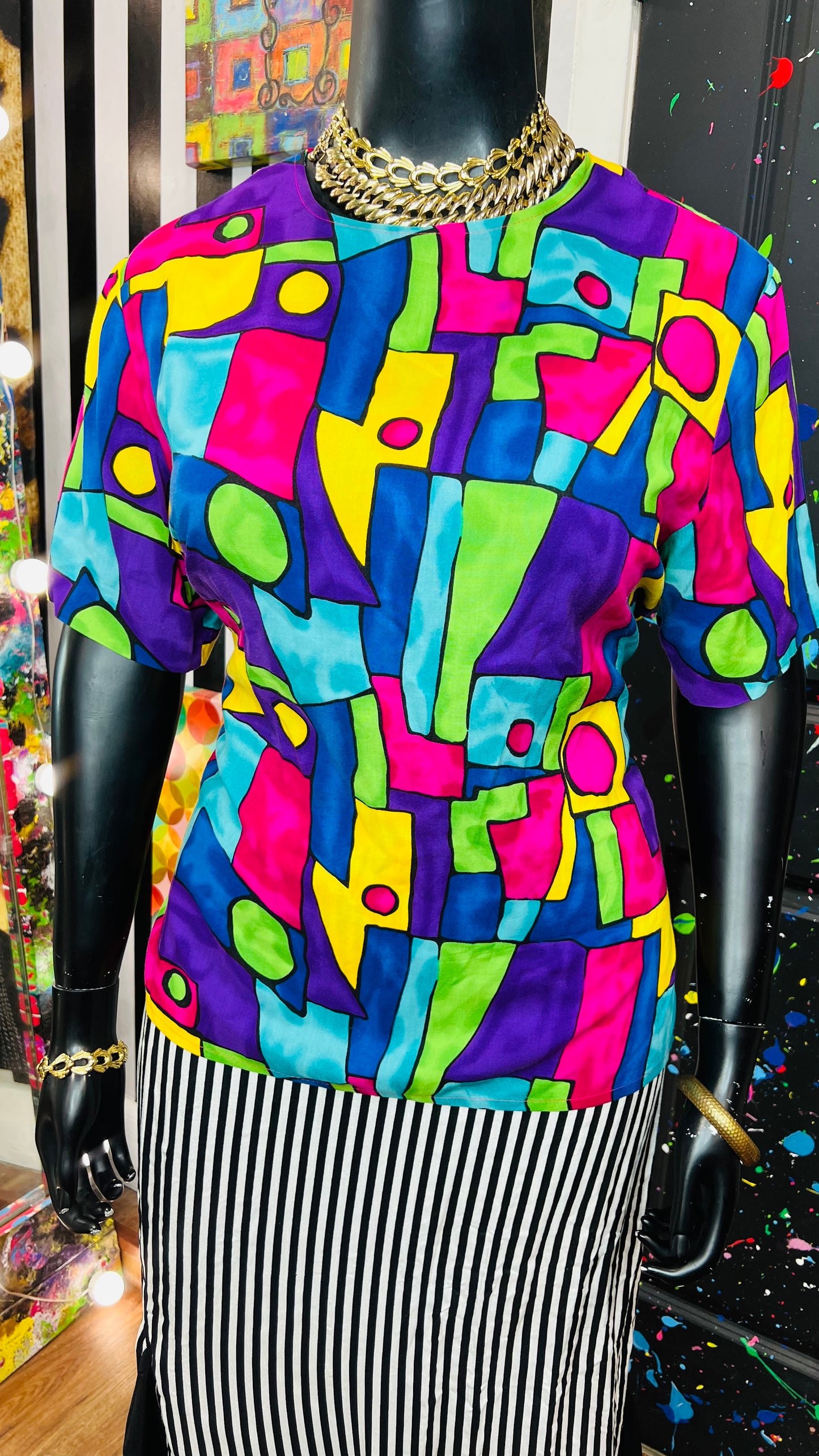 Vintage Abstract Shapes Blouse (16)