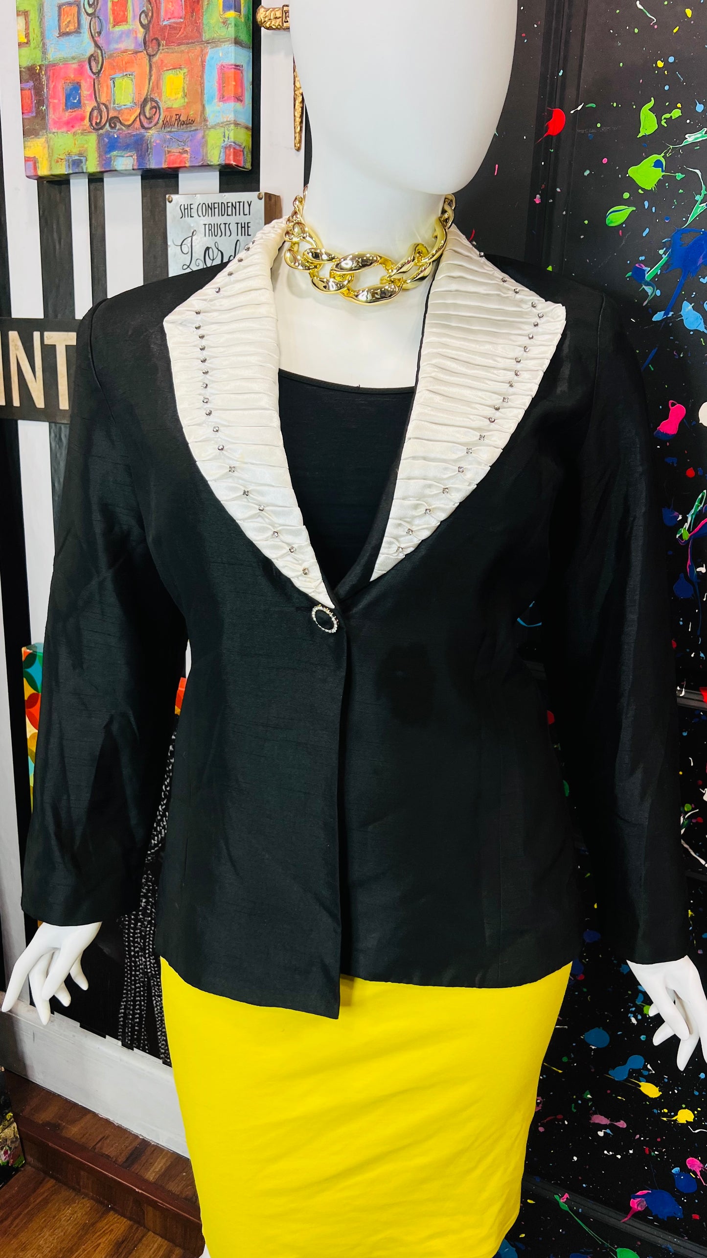 Vintage Black & White Blazer (22W)