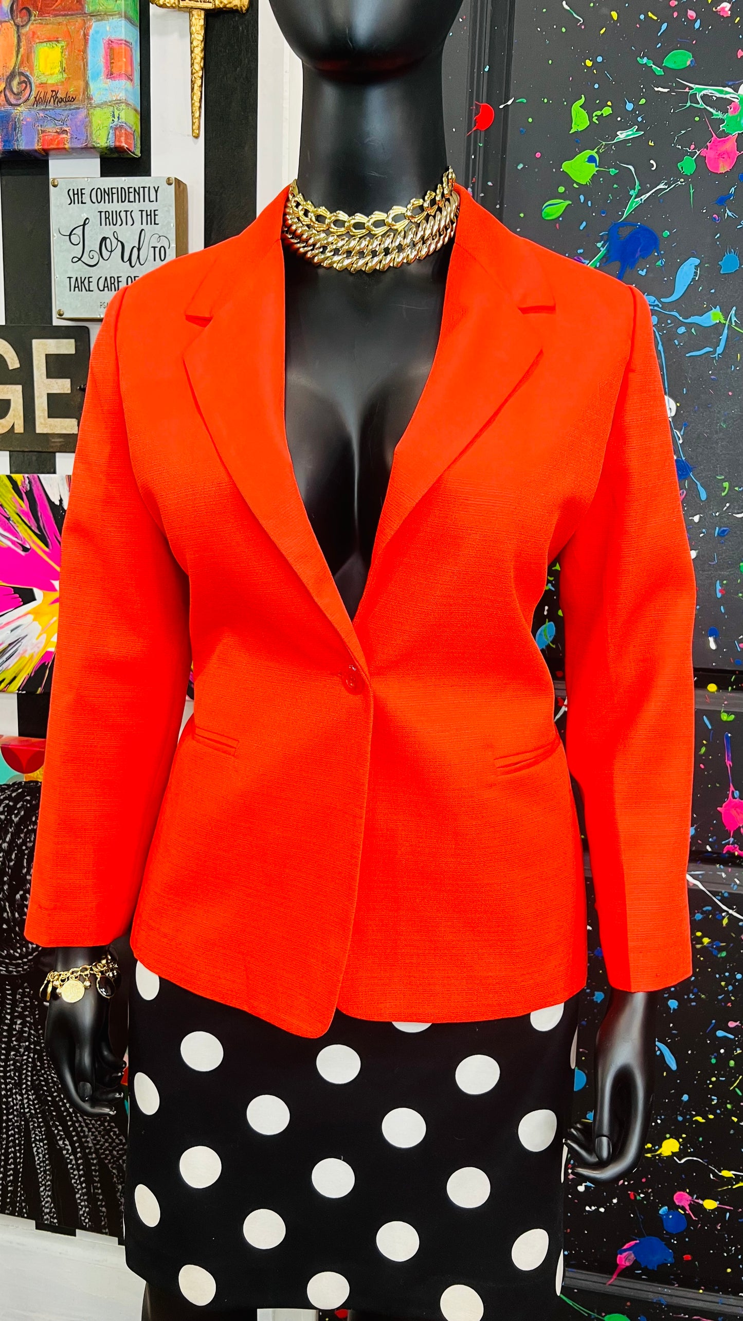 Vintage ‘Vicki’ Coral Orange Blazer (18P)