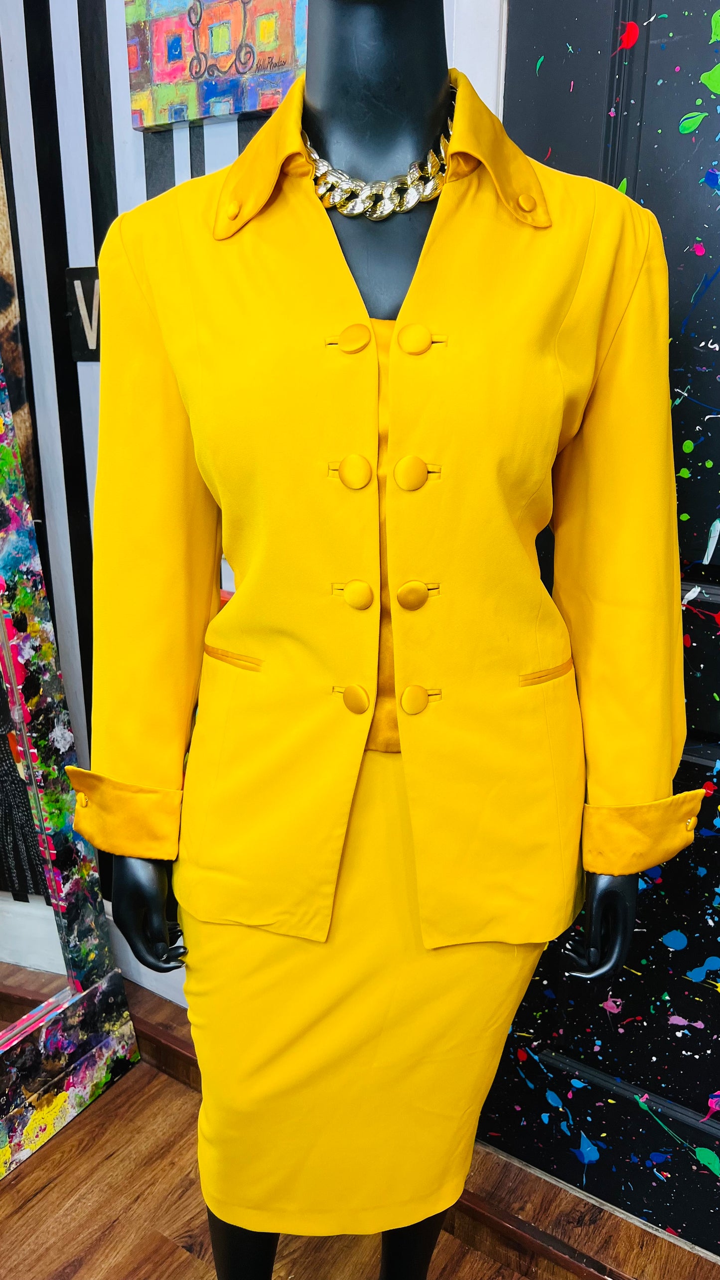 Vintage Gold Skirt Suit (18W)