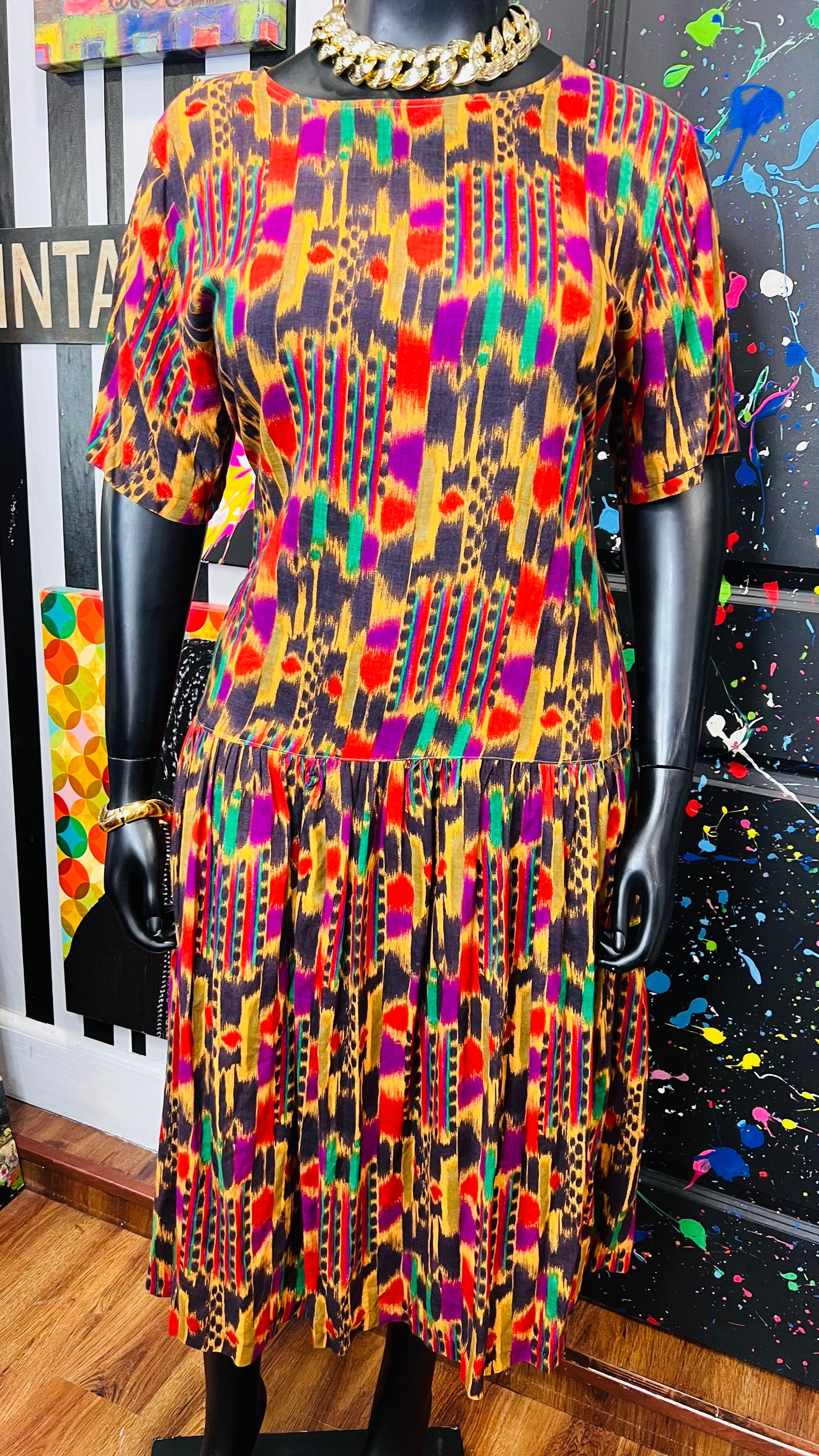 Vintage Tribal Print Sleeveless Dress (14)