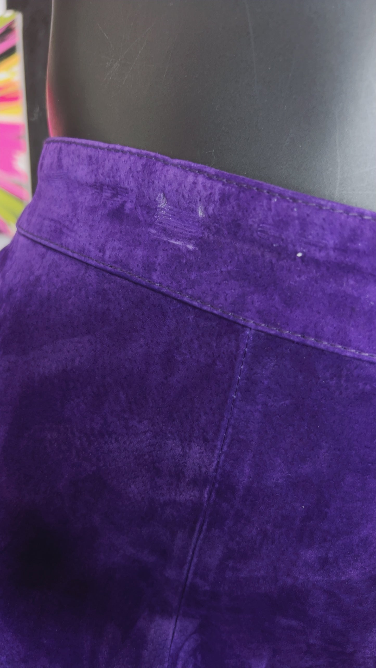 Vintage Purple Genuine Suede Leather Skirt (18W)