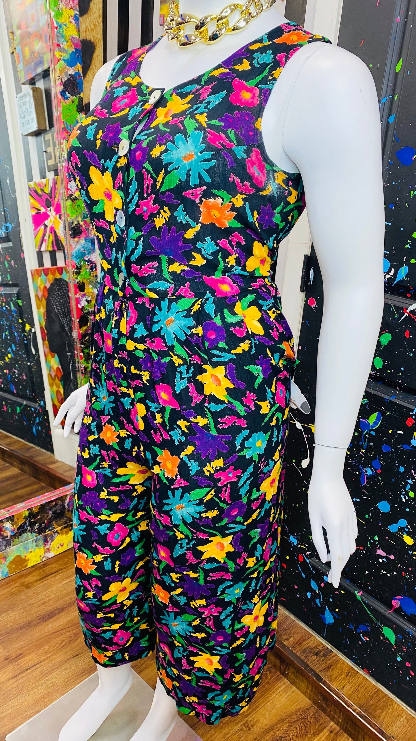 Vintage Floral Wide Leg Jumpsuit (12/14)