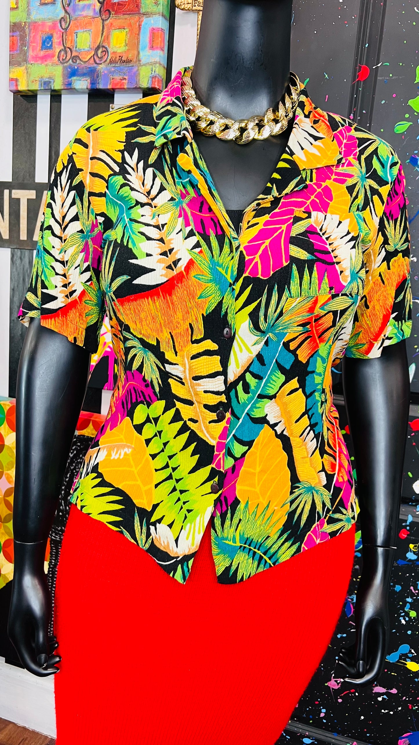 Vintage Rayon Tropical Blouse (18)