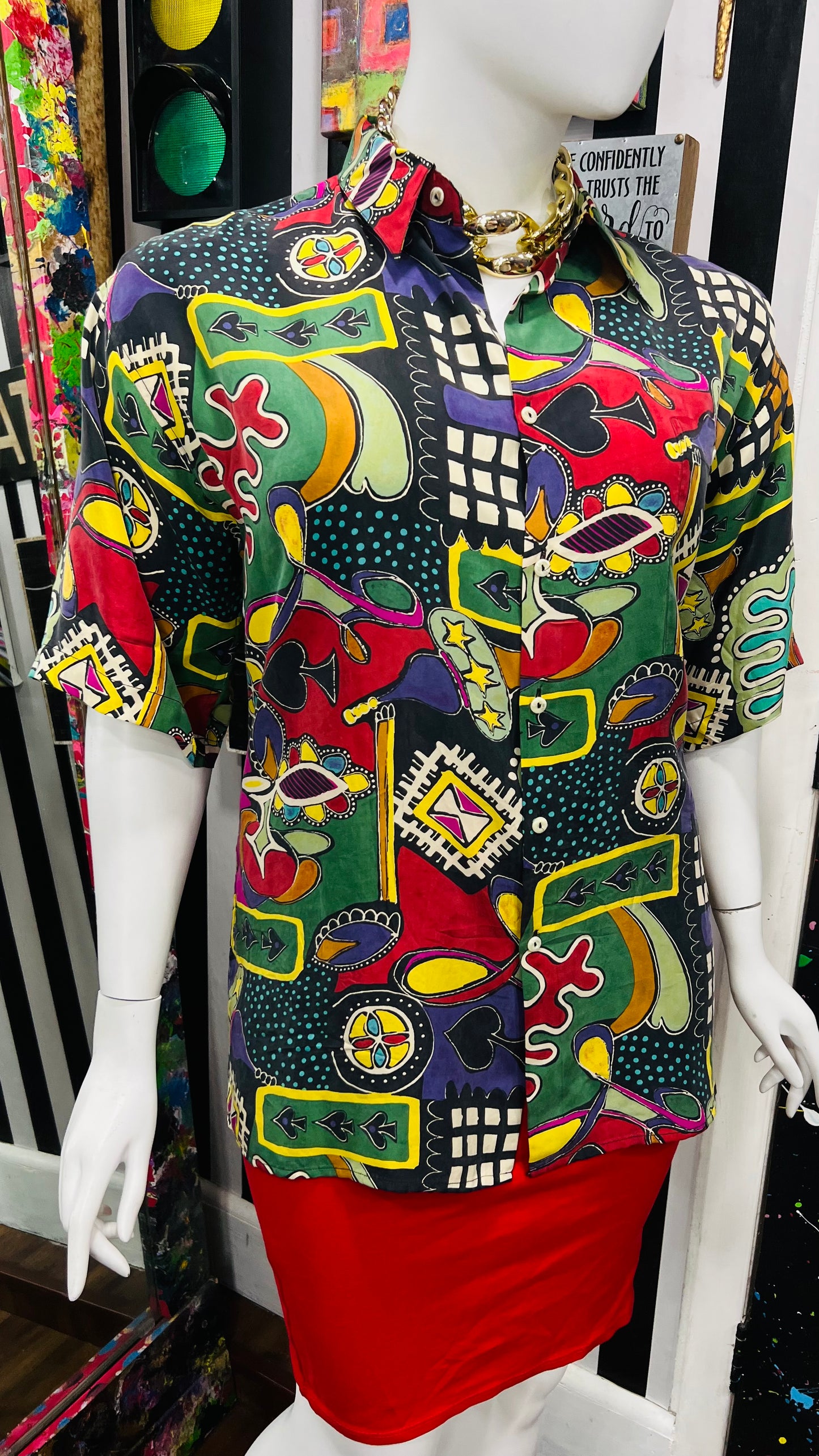 Vintage 100% Silk Funky Blouse (18)