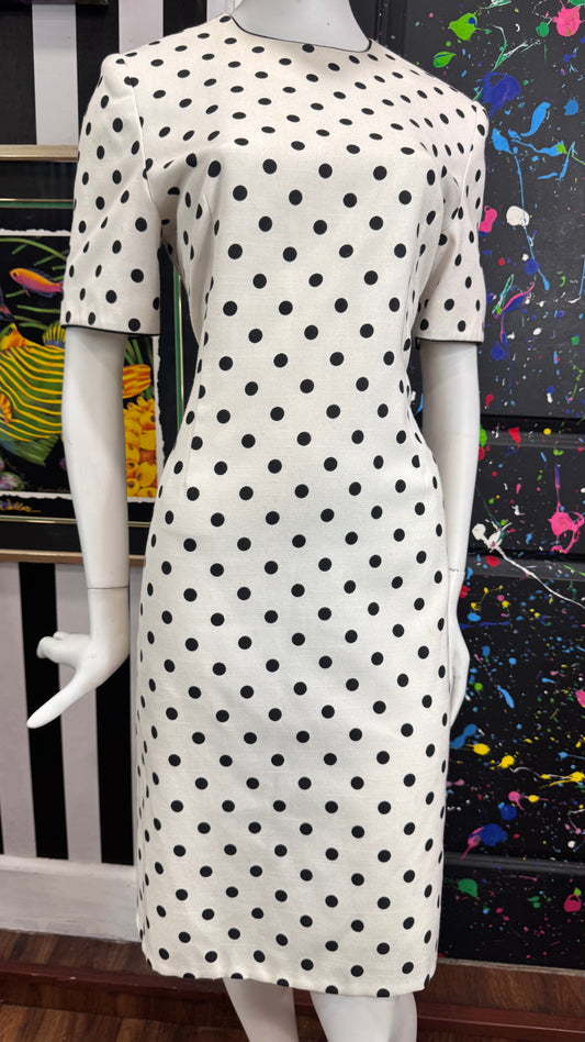 Vintage White & Black Polka Dot Dress (12)