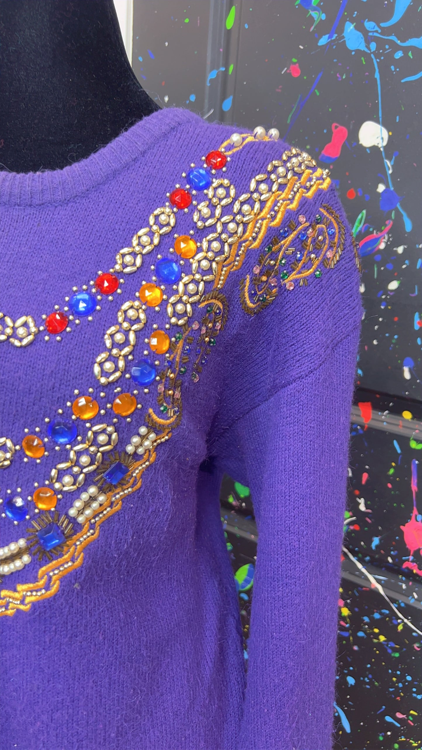 Vintage Jeweled Purple Sweater (14)