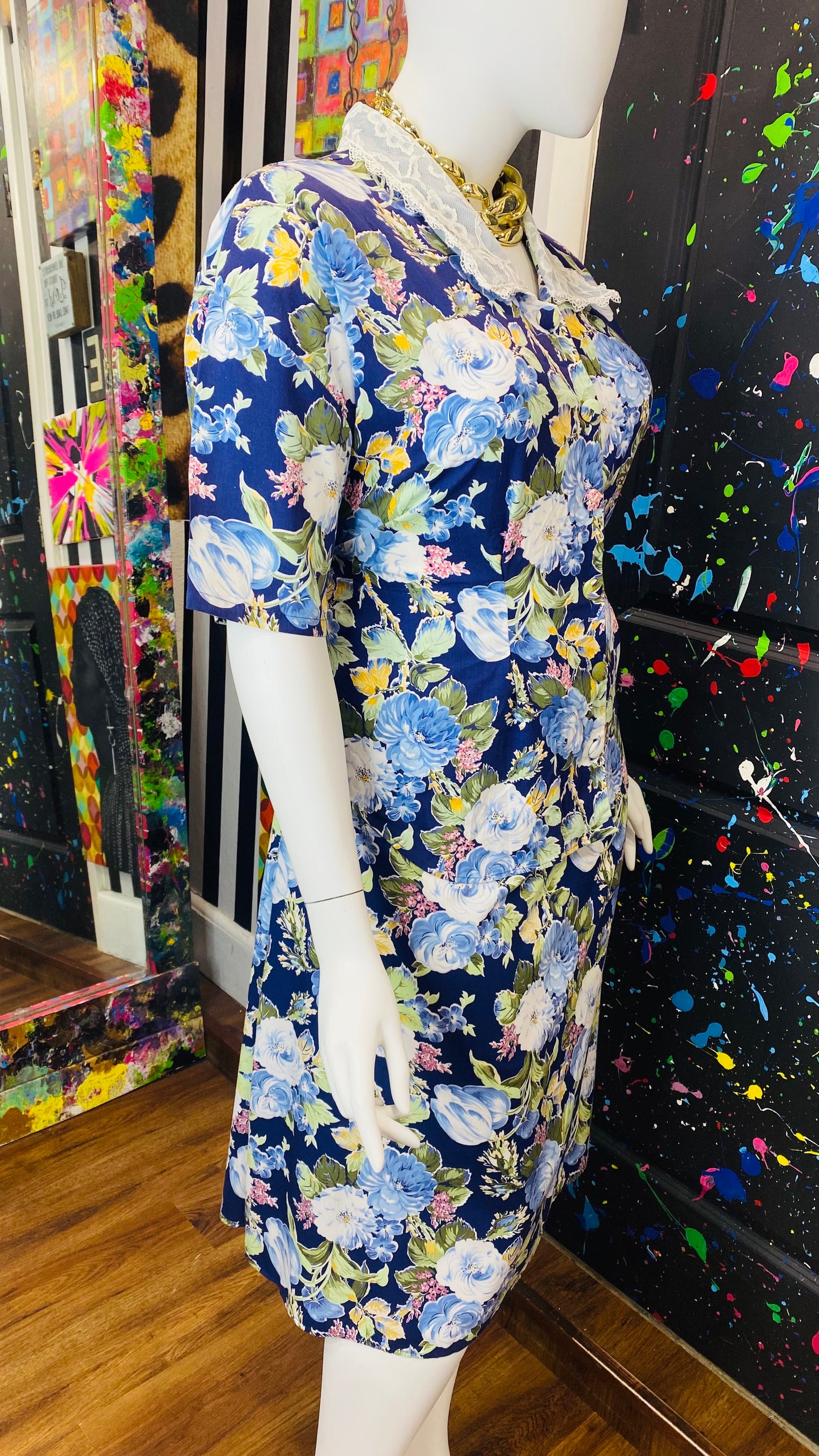 Vintage Floral Cotton Skirt Set (18W)