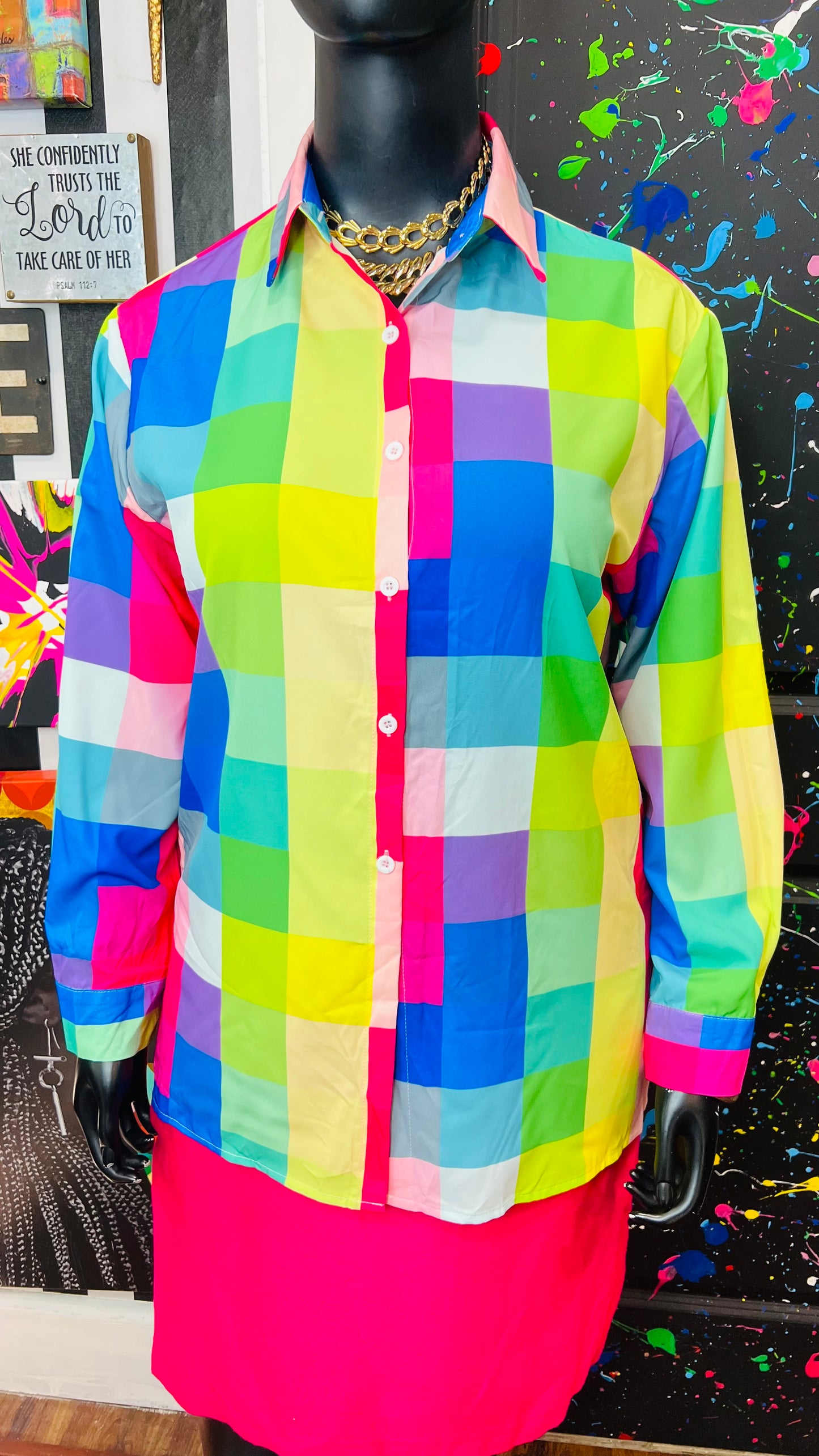 Colorful Long Sleeve Polyester Blouse (14)