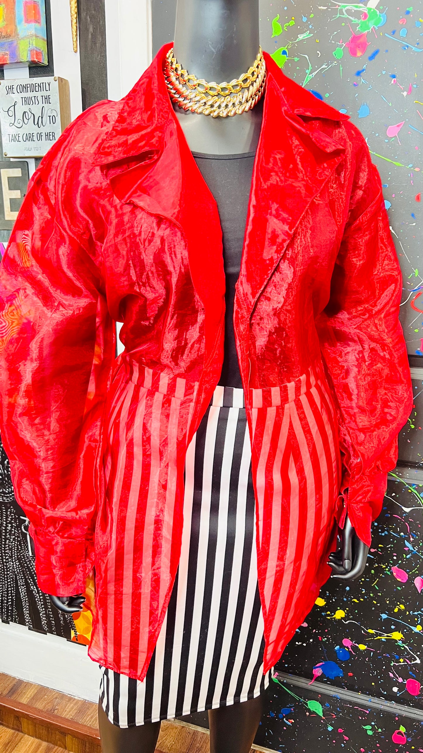 Vintage Red Sheer Duster (20)