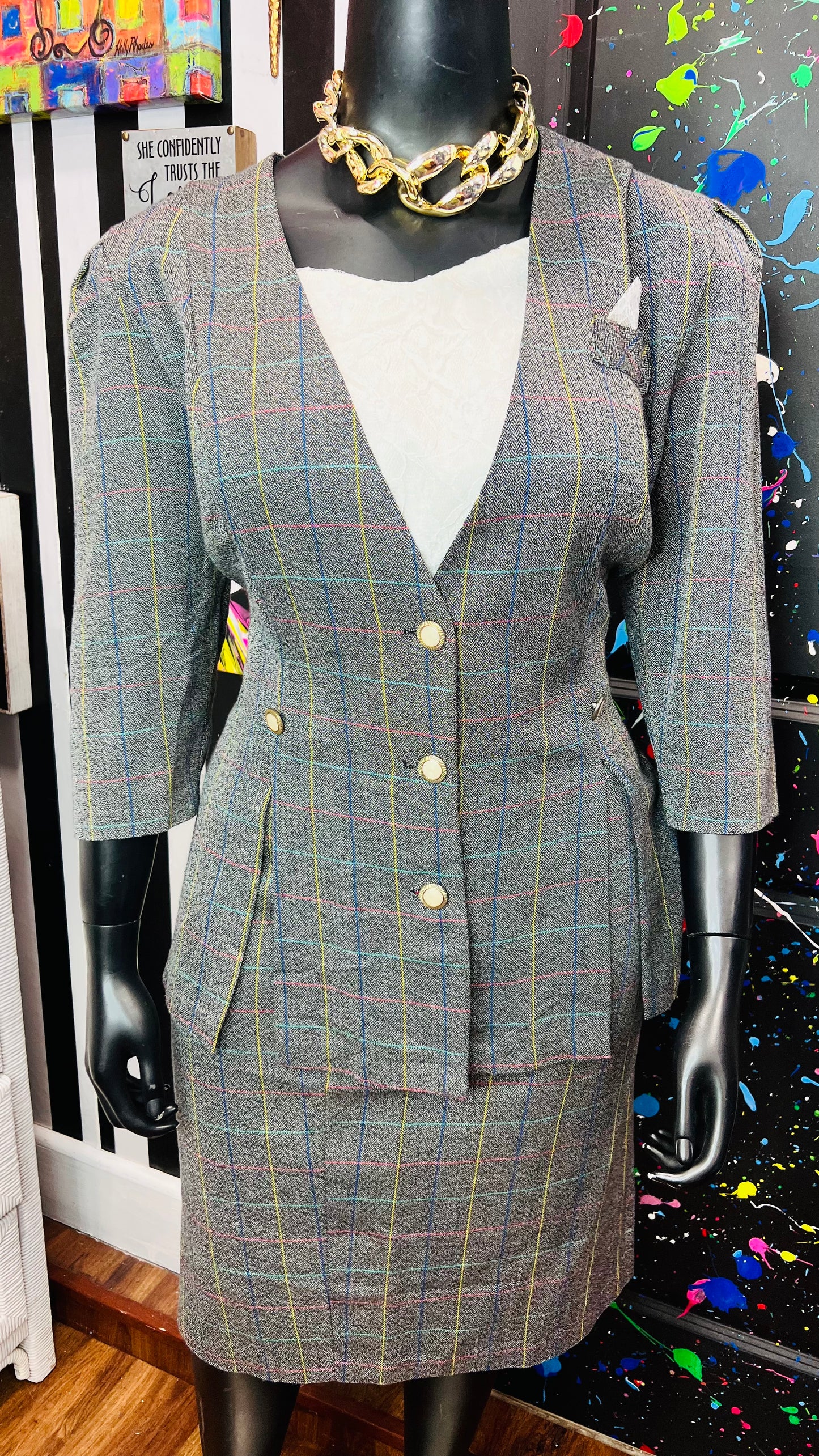 Vintage Plaid Skirt Set (18W)