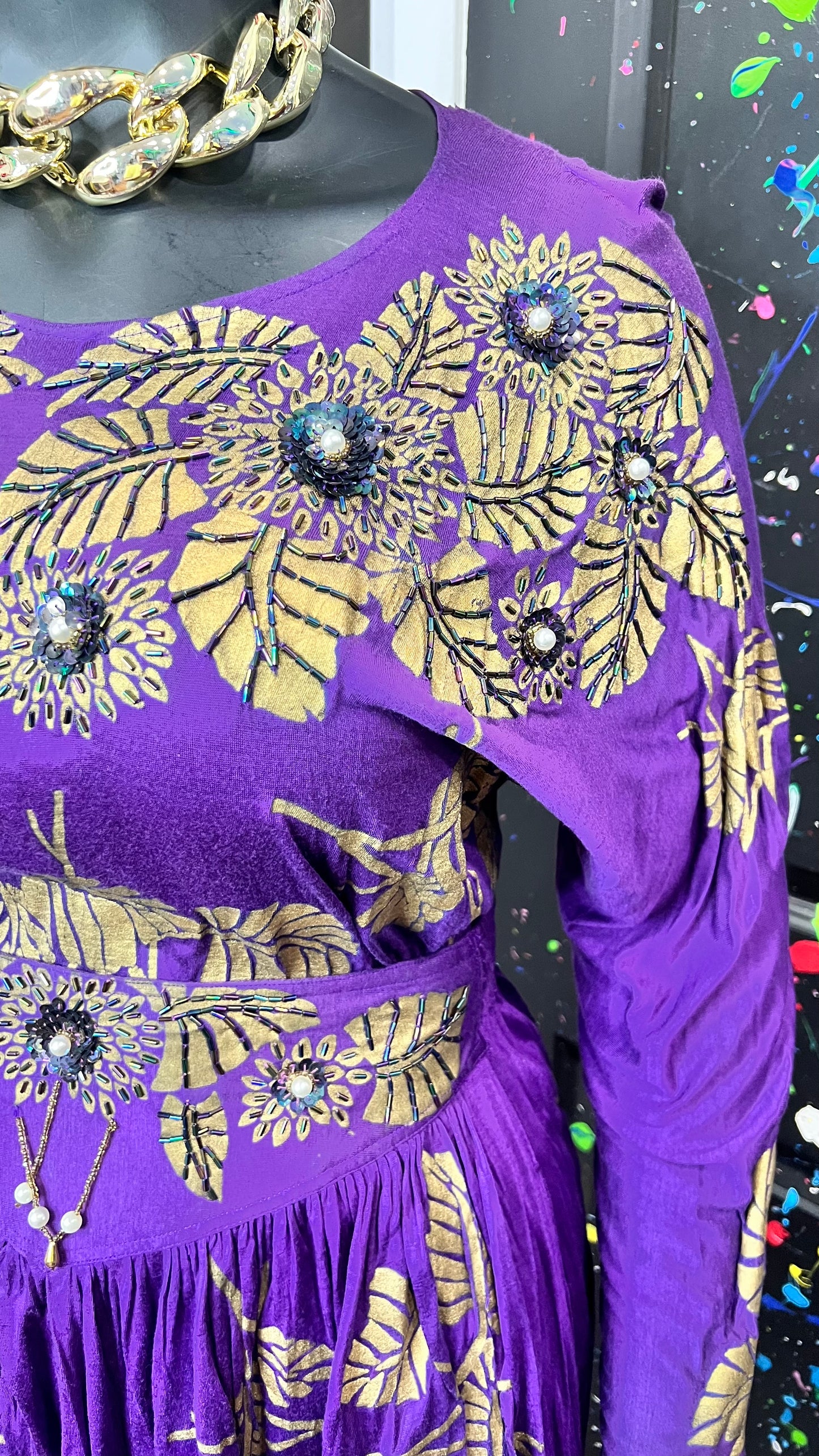 Vintage Rayon Sequin Skirt Set (18)