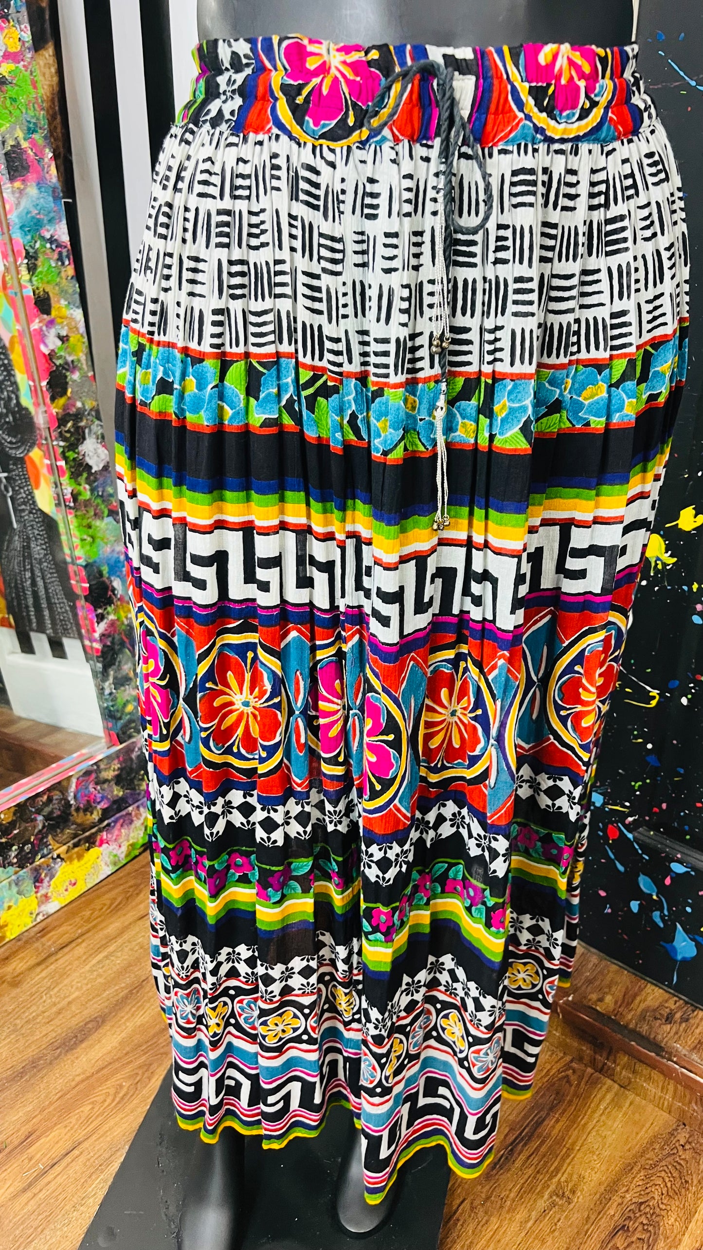 Vintage Rayon Tribal Print Skirt (18)