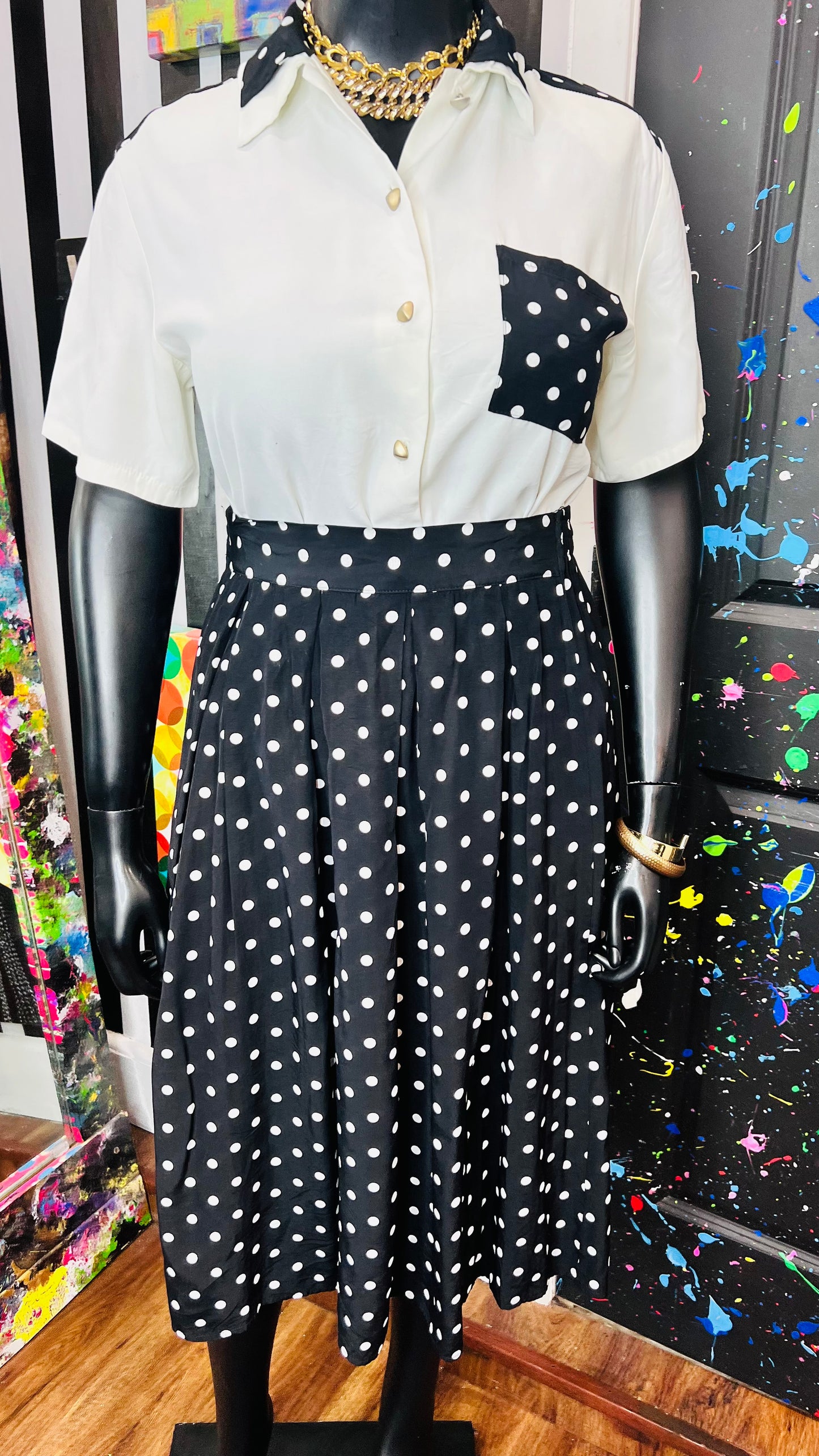 Vintage Polka Dot Skirt Set (12/14)