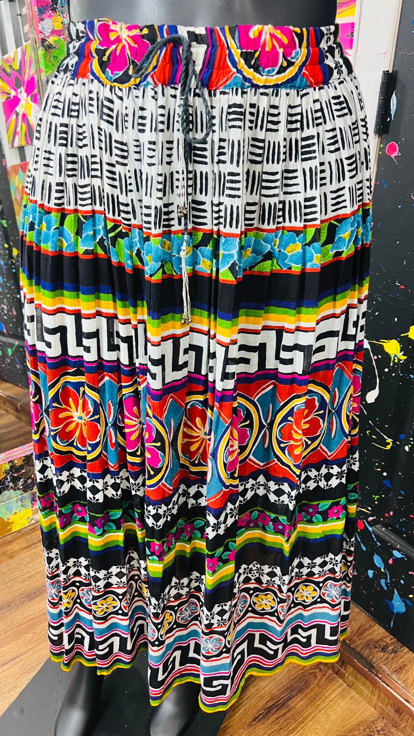 Vintage Rayon Tribal Print Skirt (18)