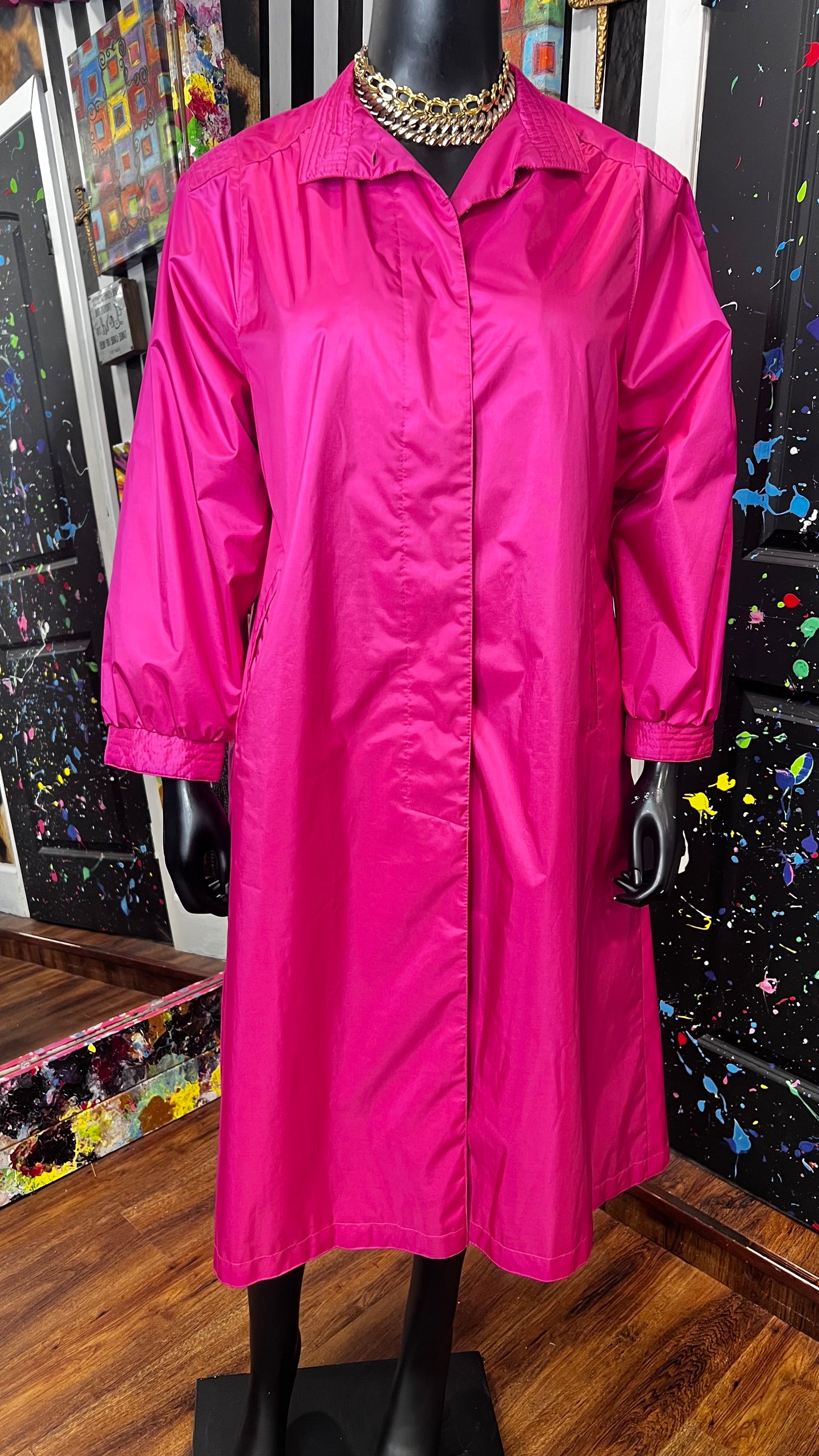 Vintage Fushia Pink Trench Coat (12/14)