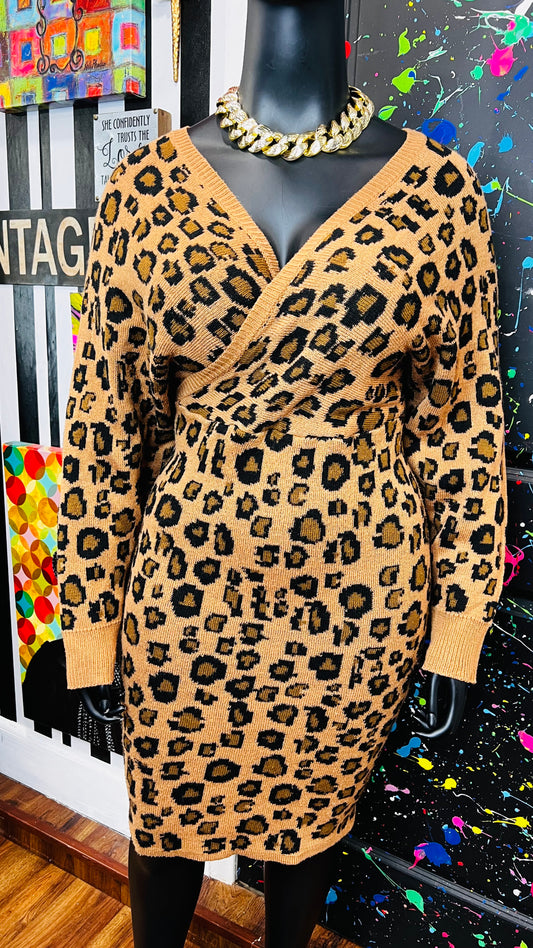 Vintage Inspired Knit Cheetah Dress (20)