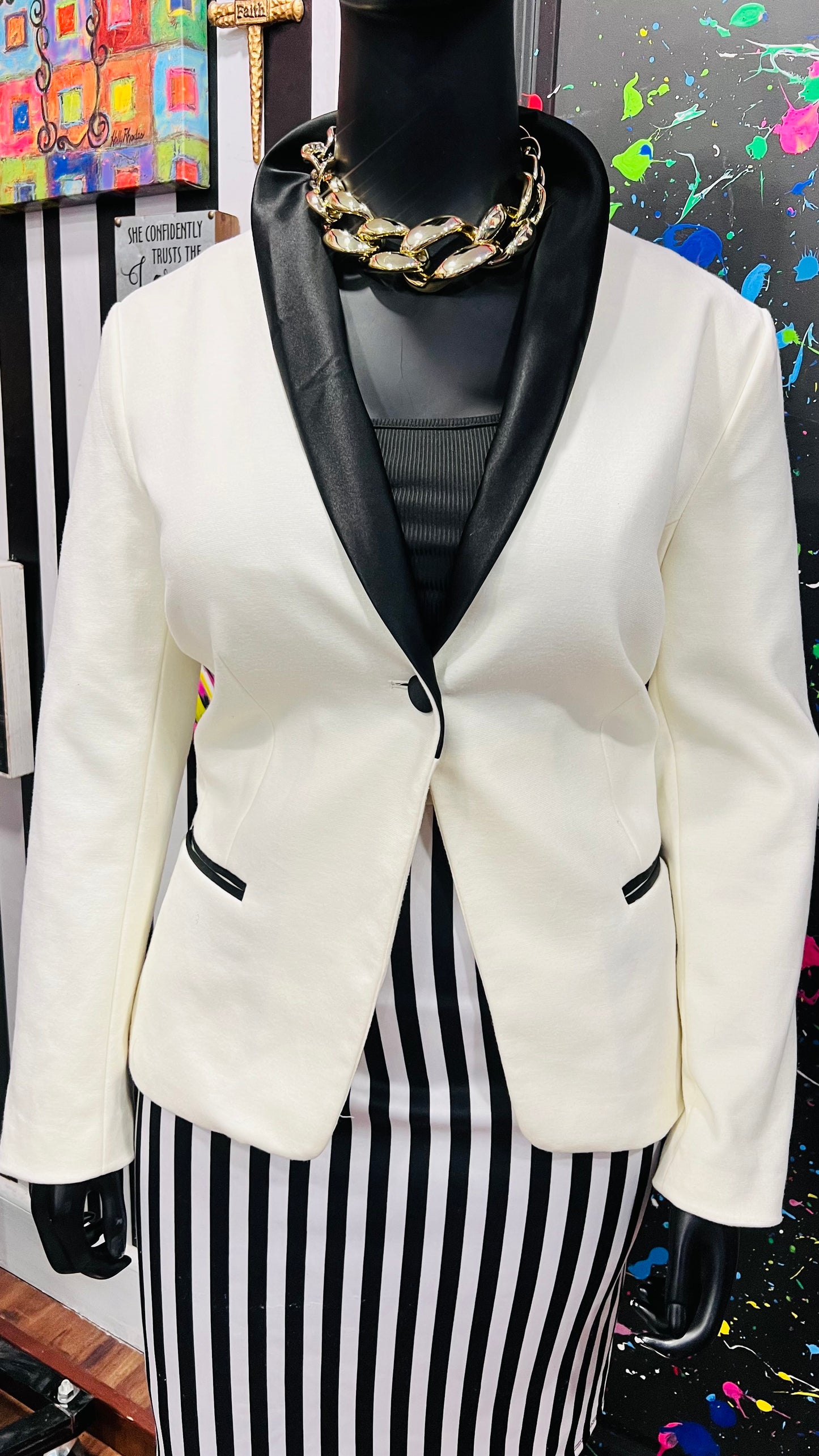 Vintage Black & Cream Blazer (18) *KC