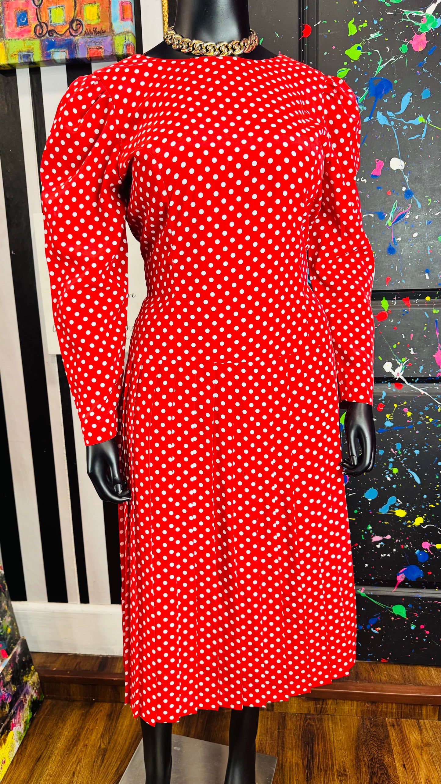 Vintage Red & White Polka Dot Dress (16)