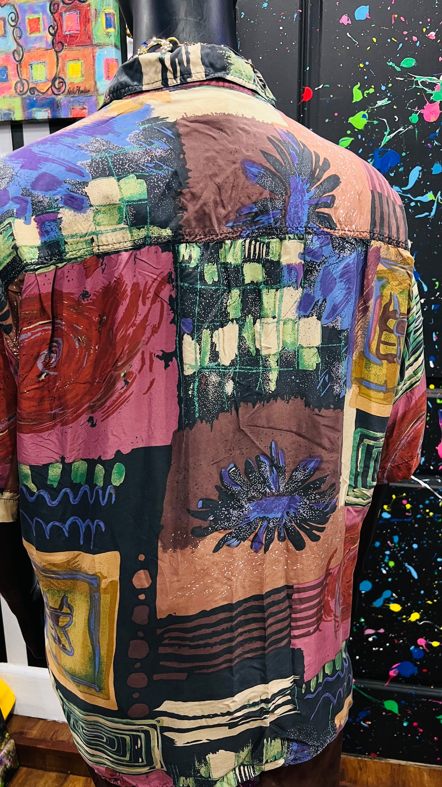 Vintage Abstract Silk Blouse (24/26)