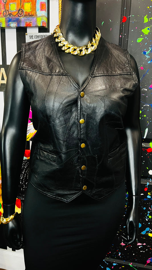 Vintage Genuine Leather Patchwork Vest (14)