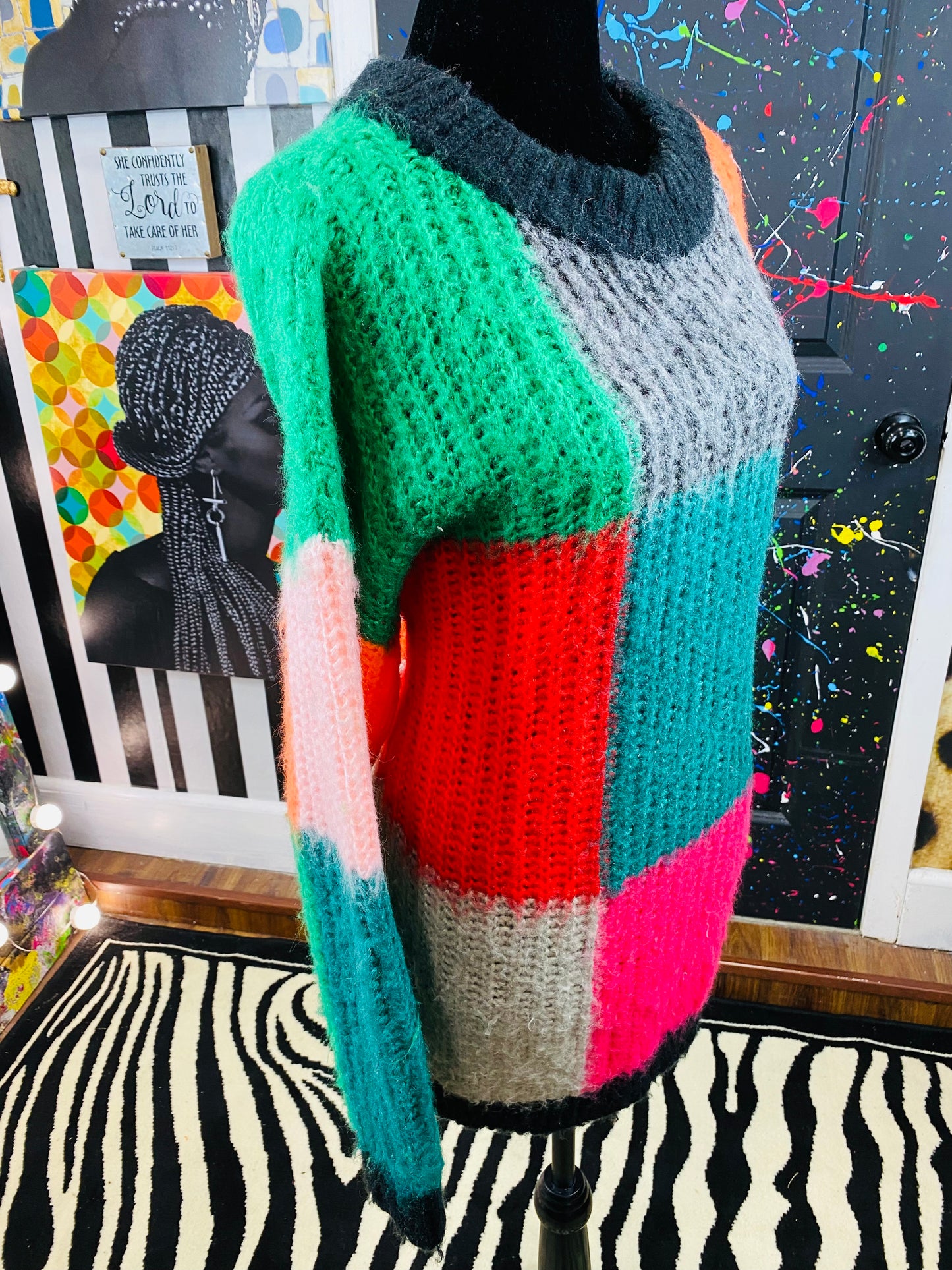Vintage Knitted Colorblock Sweater