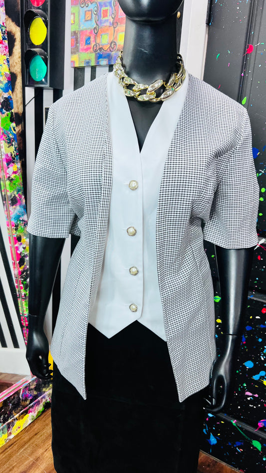 Vintage Black & White Checkered Blouse (22)