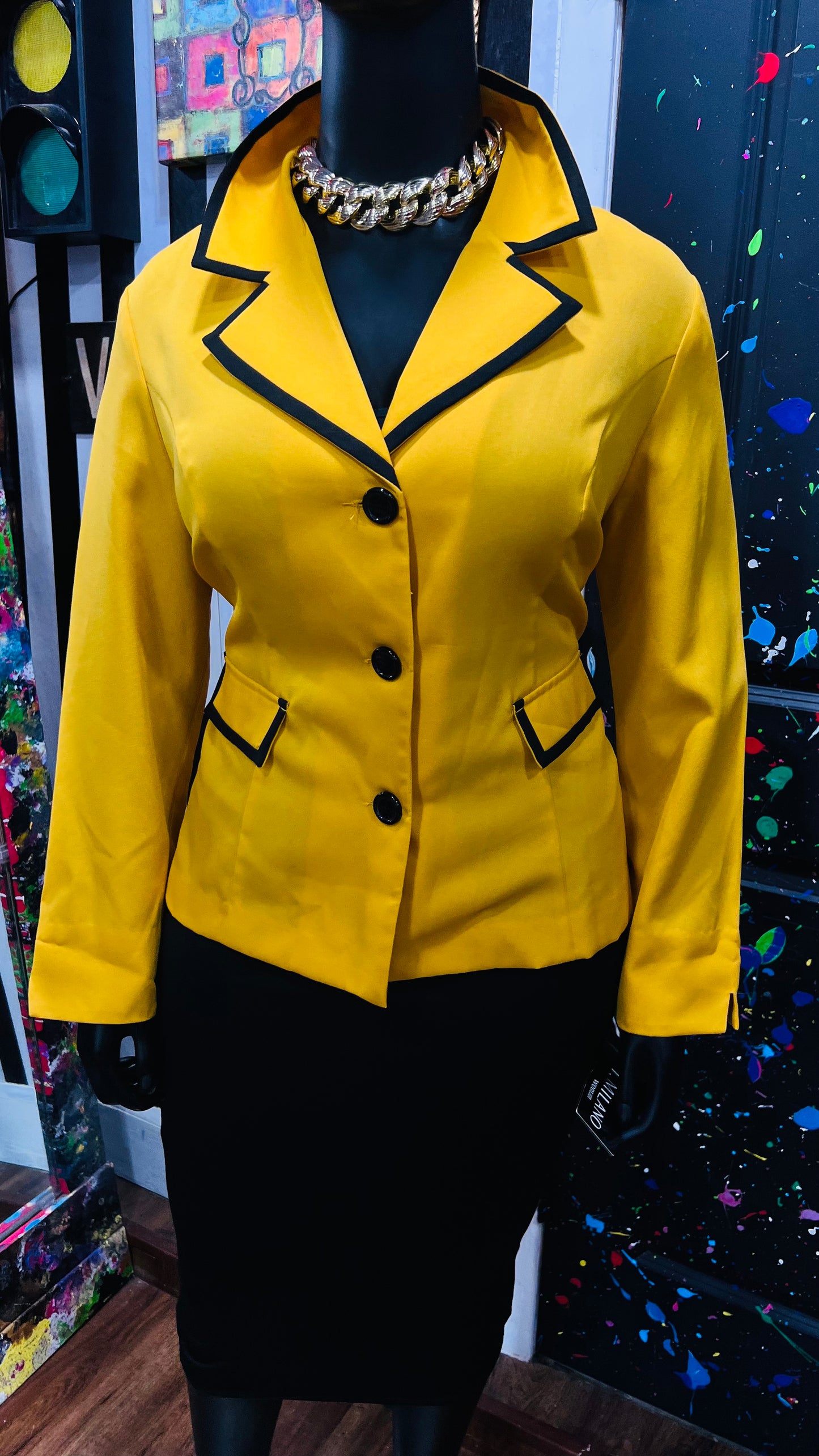 Vintage Yellow & Black Blazer (22W)